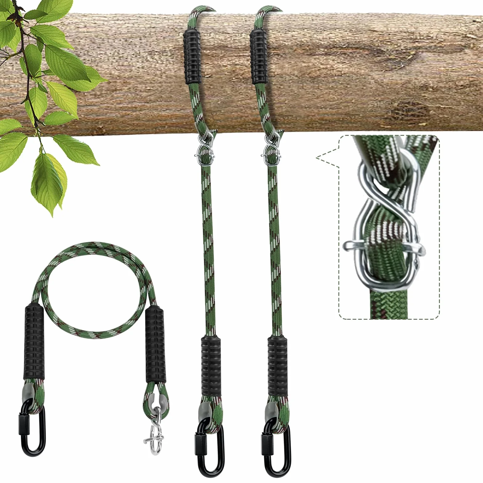 Sangle de hamac réglable 120cm Polyester 12mm 453 kg pour balançoire extérieure camping