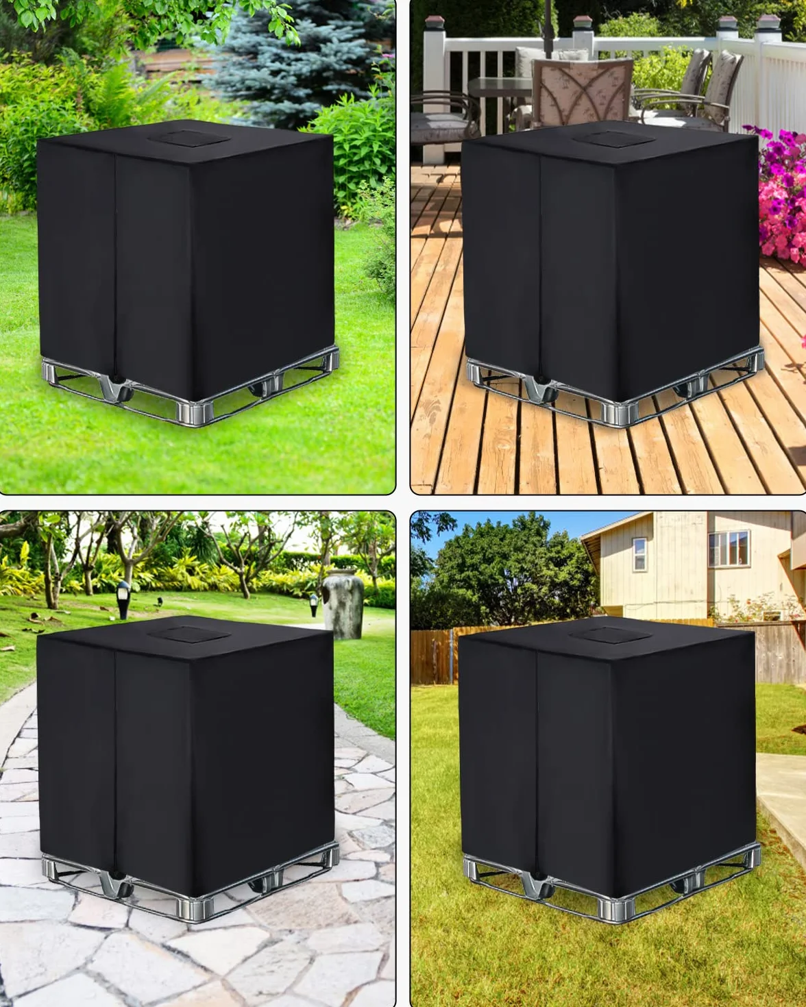 Bâche Protection Cuve IBC 1000L Anti-UV 420D 120x100x116cm Noir