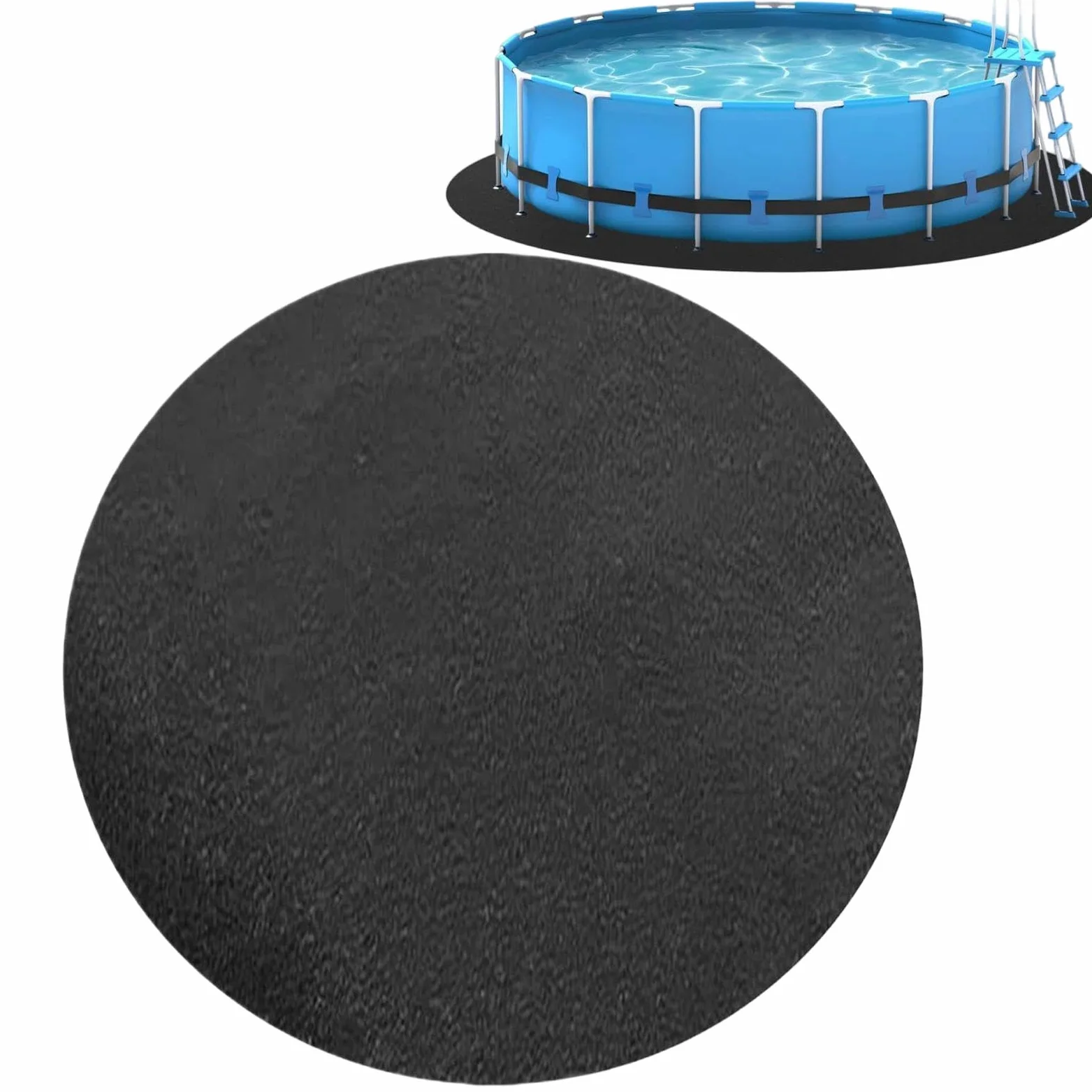 Générique Tapis De Sol pour Piscine Hors Sol Ronde, Epais Bâche De Sols pour Piscine Rond De 300 366 400 440 Cm, Noir Antidérapant Tapis De Sols Protecteur pour Spa Gonflable Accessoires D'extérieur