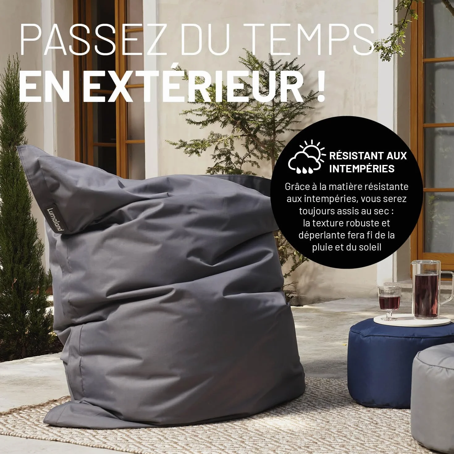 Lumaland Pouf géant XXL 140 x 180 cm Coussin de couchage imperméable Bean Bag housse lavable Vert pastel