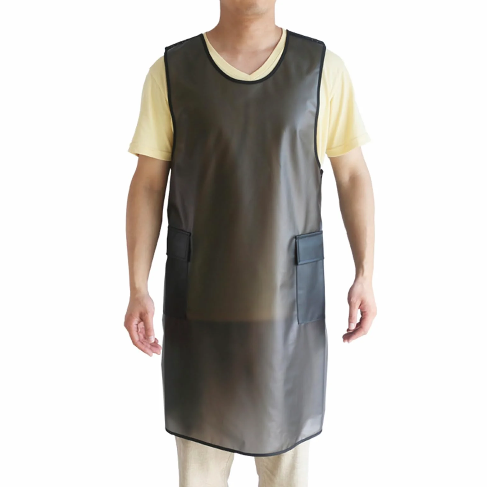 Tabliers, Tabliers de chef imperméables et transparents, dos croisé, for hommes femmes, avec poches for la vaisselle les travaux pratiques
