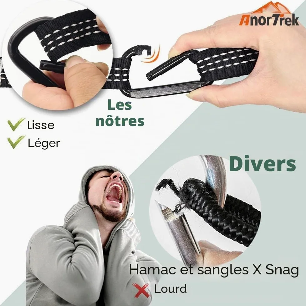 Hamac de Camping AnorTrek avec moustiquaire, hamacs Portables Doubles et Simples avec Sangles d'arbre, hamac Parachute pour Le Camping, la randonnée, Les Voyages et la randonnée