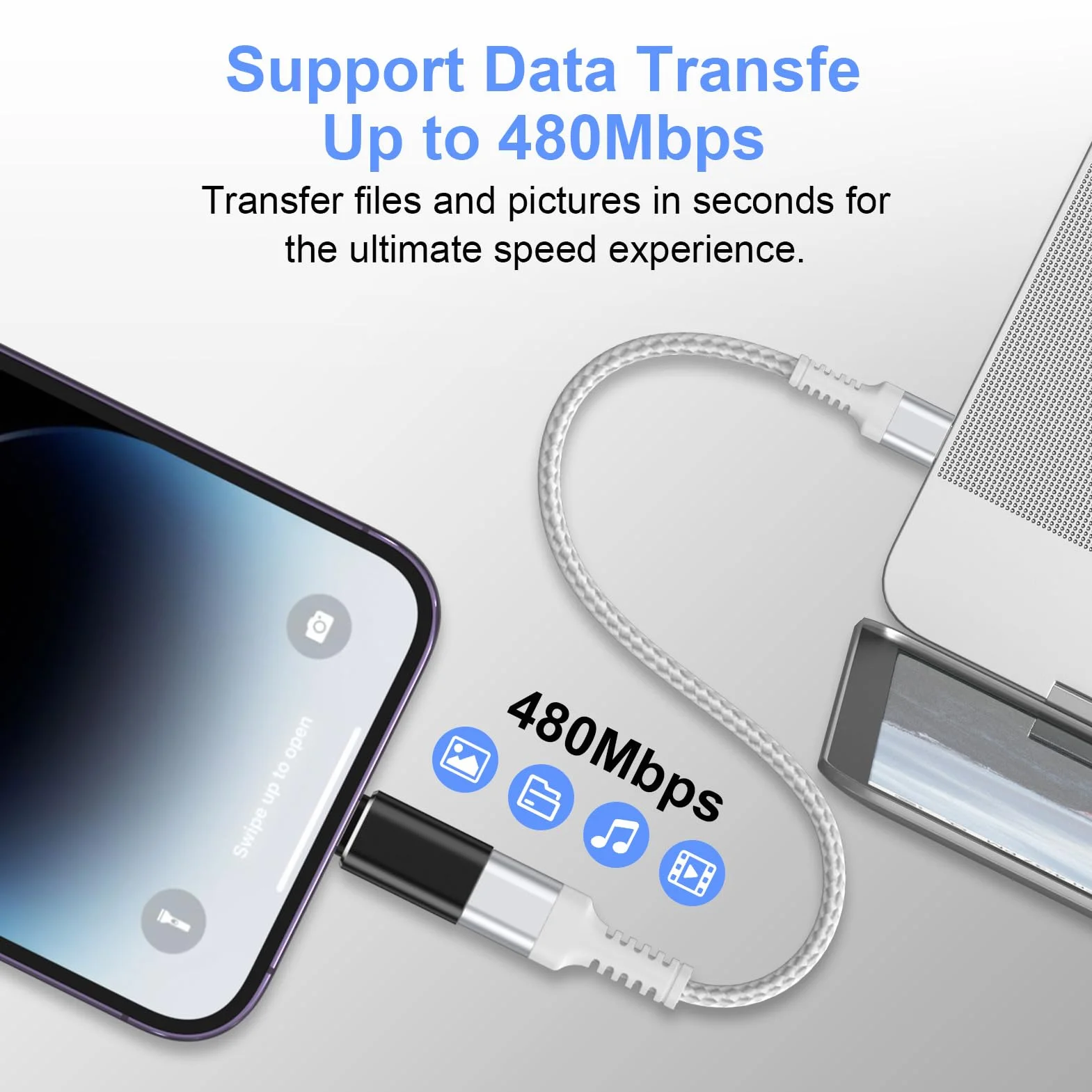 Adaptateur Lightning vers USB C Lot de 4, Charge Rapide et Transfert de Données pour iPhone 14 Pro Max 13 12 11, iPad AirPods