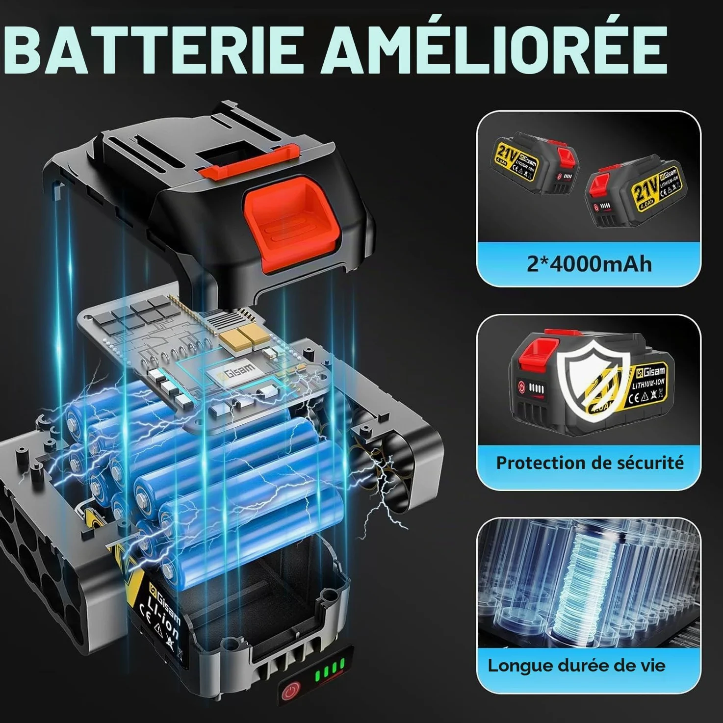 TronçOnneuse 8 Pouces Et Taille-Haie Sans Fil, Ensemble D'Outils De Jardinage 4-En-1, Avec 2 Batteries De 4,0 Ah, Rallonge Jusqu'à 4,2 M, Moteur Sans Balais, Taille-Haie éLectrique, Scie à Branches