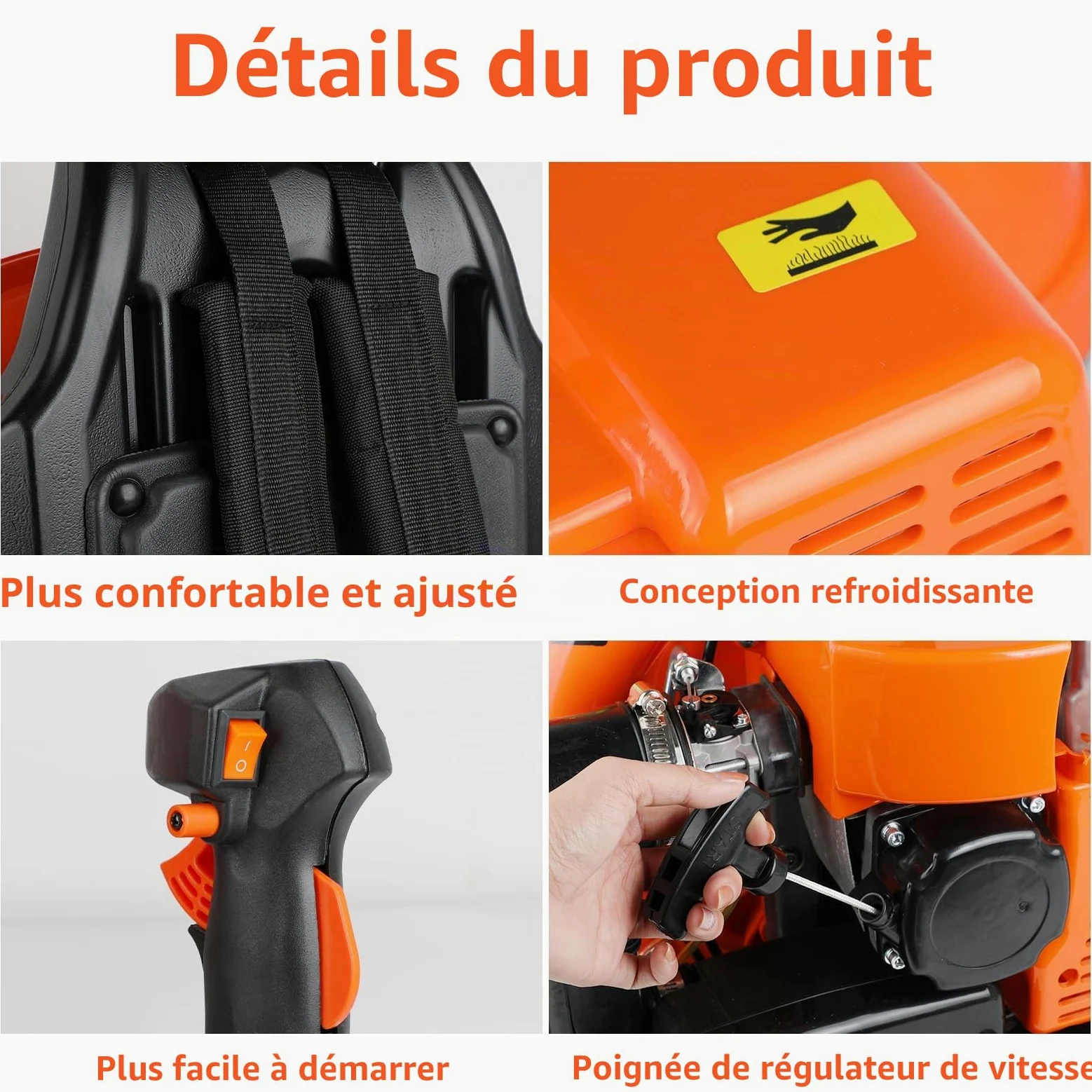 63cc Souffleur de Feuilles à Essence, Style Sac à Dos, ASUNCELL Vitesse de Soufflerie, Souffleur de Feuilles de Carburant sans Fil pour Patios, Gardens