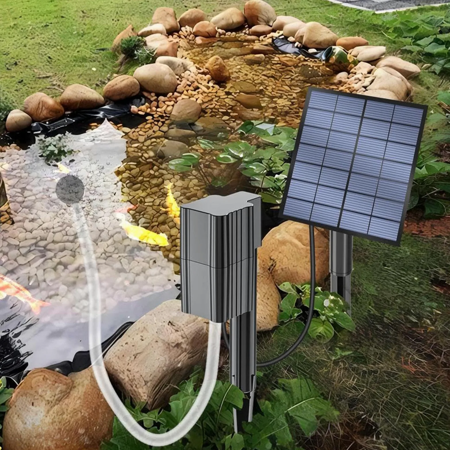 Aérateur Solaire De Bassin 2,5W Diffuseur d'Oxygène Silencieux Compact | Pompe Solaire Pour Extérieur Patio Cour Jardin Terrasse Piscine Oiseaux Poissons Fleurs Jardinière