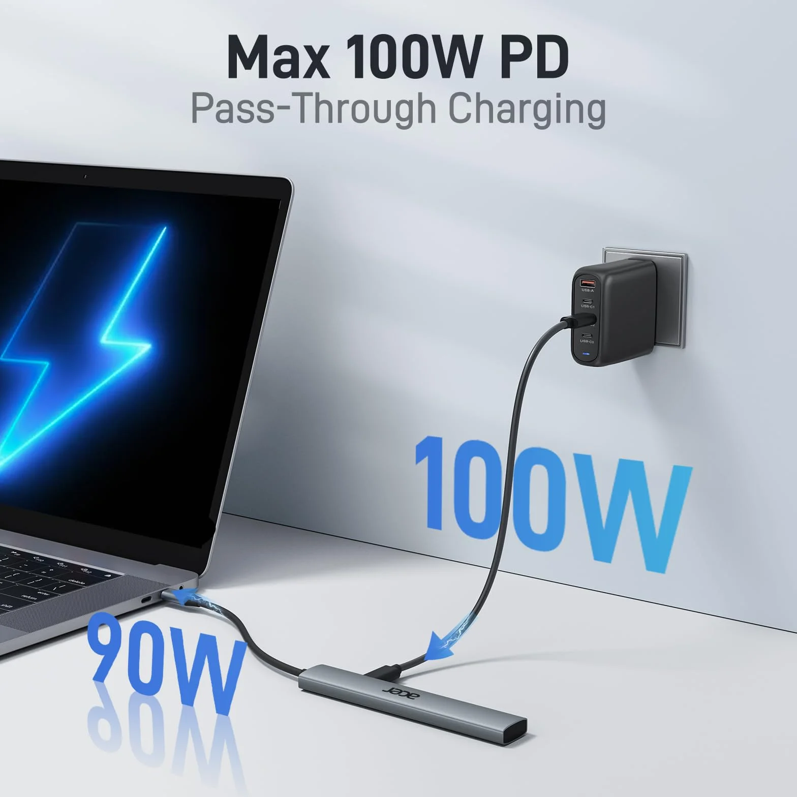 Acer Hub USB C 5-en-1 Adaptateur USB C vers HDMI 4K PD 100W Multiport USB 5Gbps