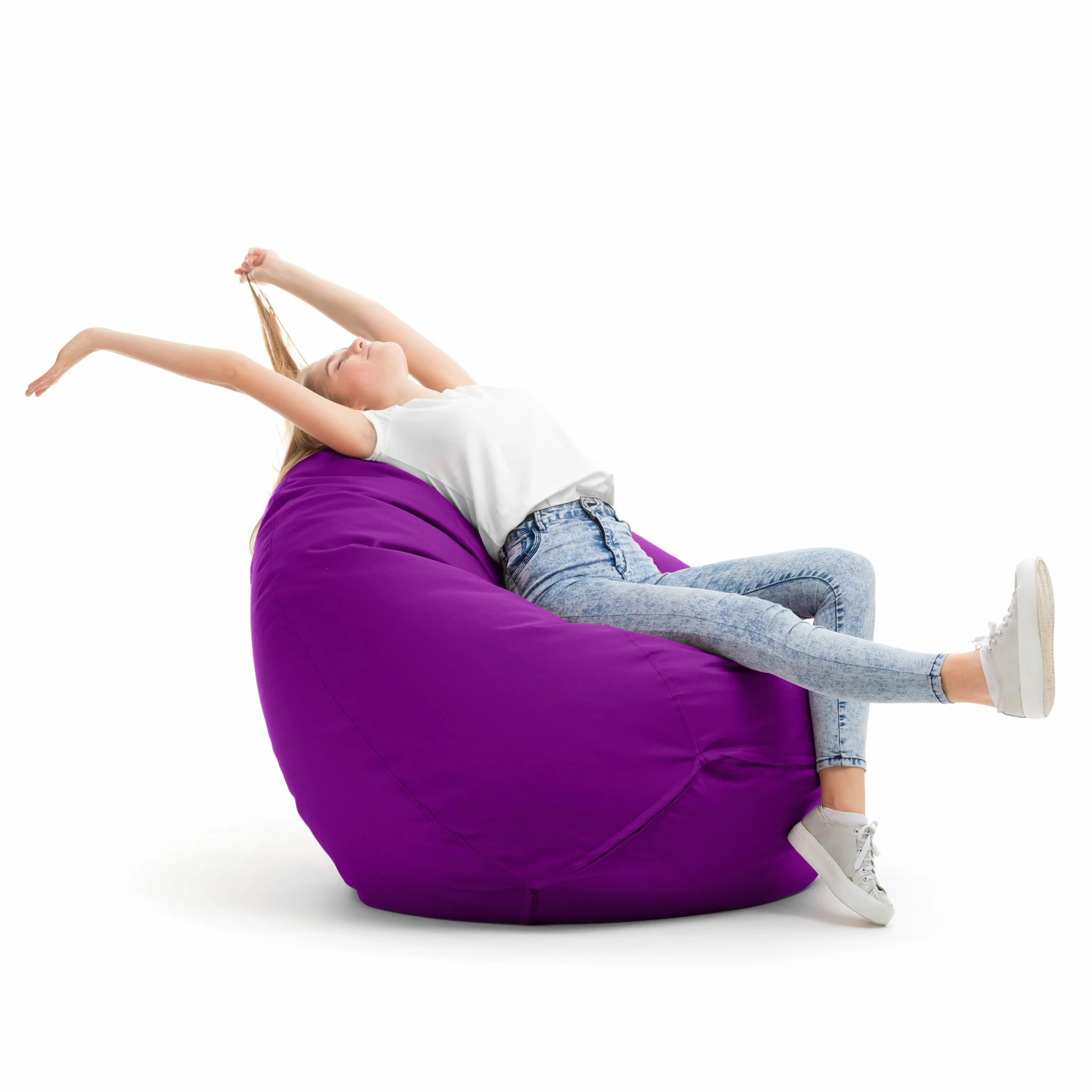 Bruni Pouf Classico XL Violet – Gros Pouf Salon Chambre pour Adultes, Pouf Poire Géant, Bean Bag Intérieur Extérieur Housse Lavable