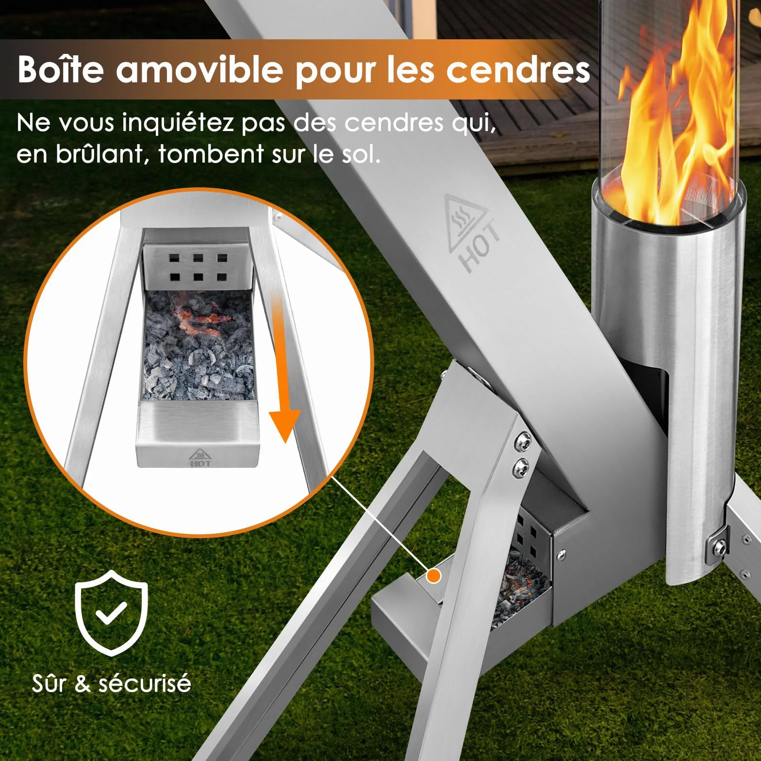 CTSC Kit Pellet Torch avec Tube en Verrea, Cheminée de Jardin, Fonctionne aux granulés, Flamme jusqu'à 1m, ajoute de la lumière et de l'ambiance pour Porche, terrasse, Jardin et arrière-Cour