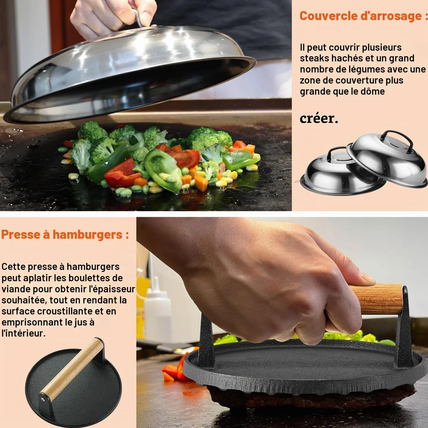 Kit d'accessoires de Barbecue Professionnels 38 Pièces Acier Inoxydable avec Pince, Presse à Hamburger, Sac de Transport