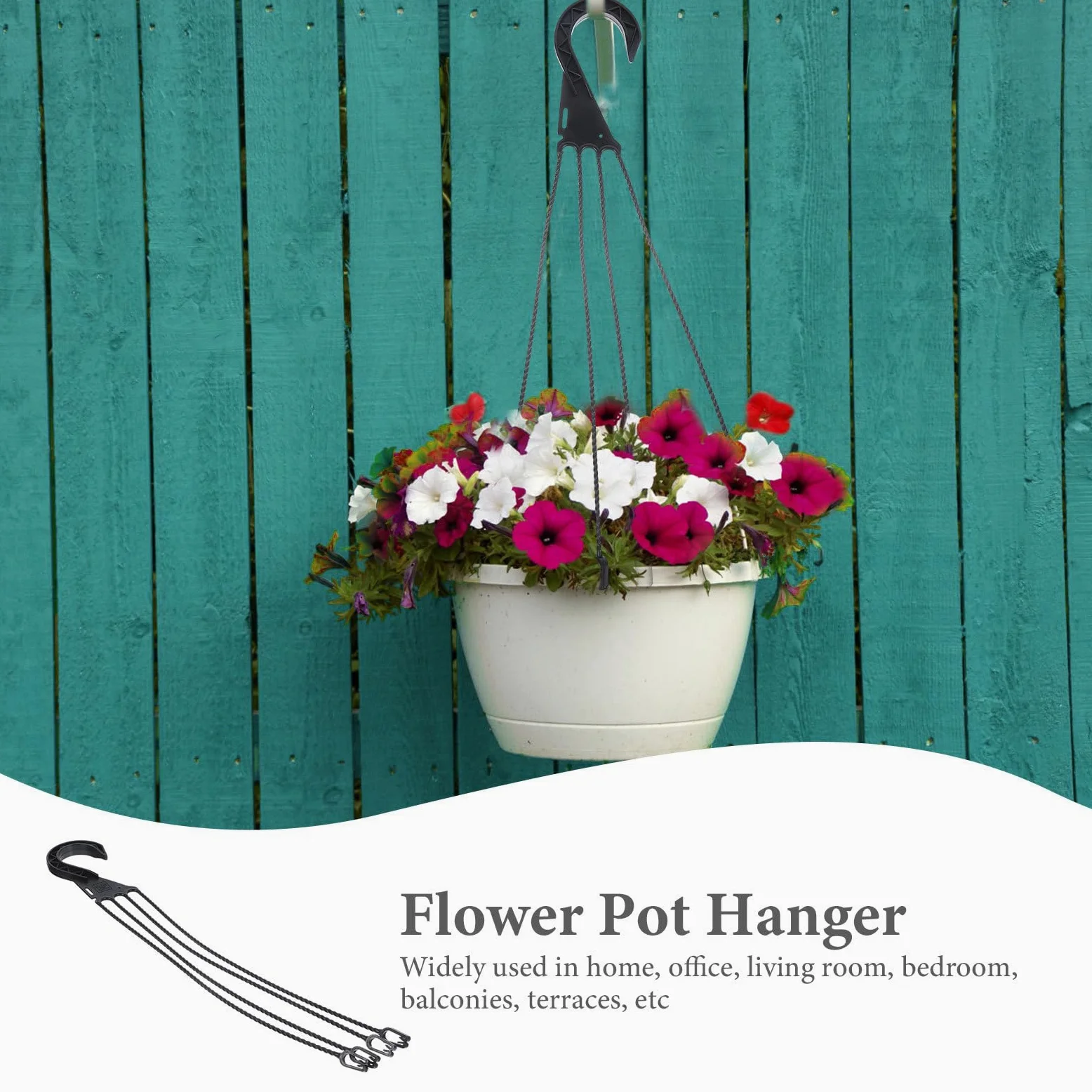 Healvian Lot de 5 crochets de suspension en plastique pour pot de fleurs, 45 cm, 4 points de suspension pour plantes, crochets de rechange pour pot de fleurs de jardin, supports muraux pour intérieur