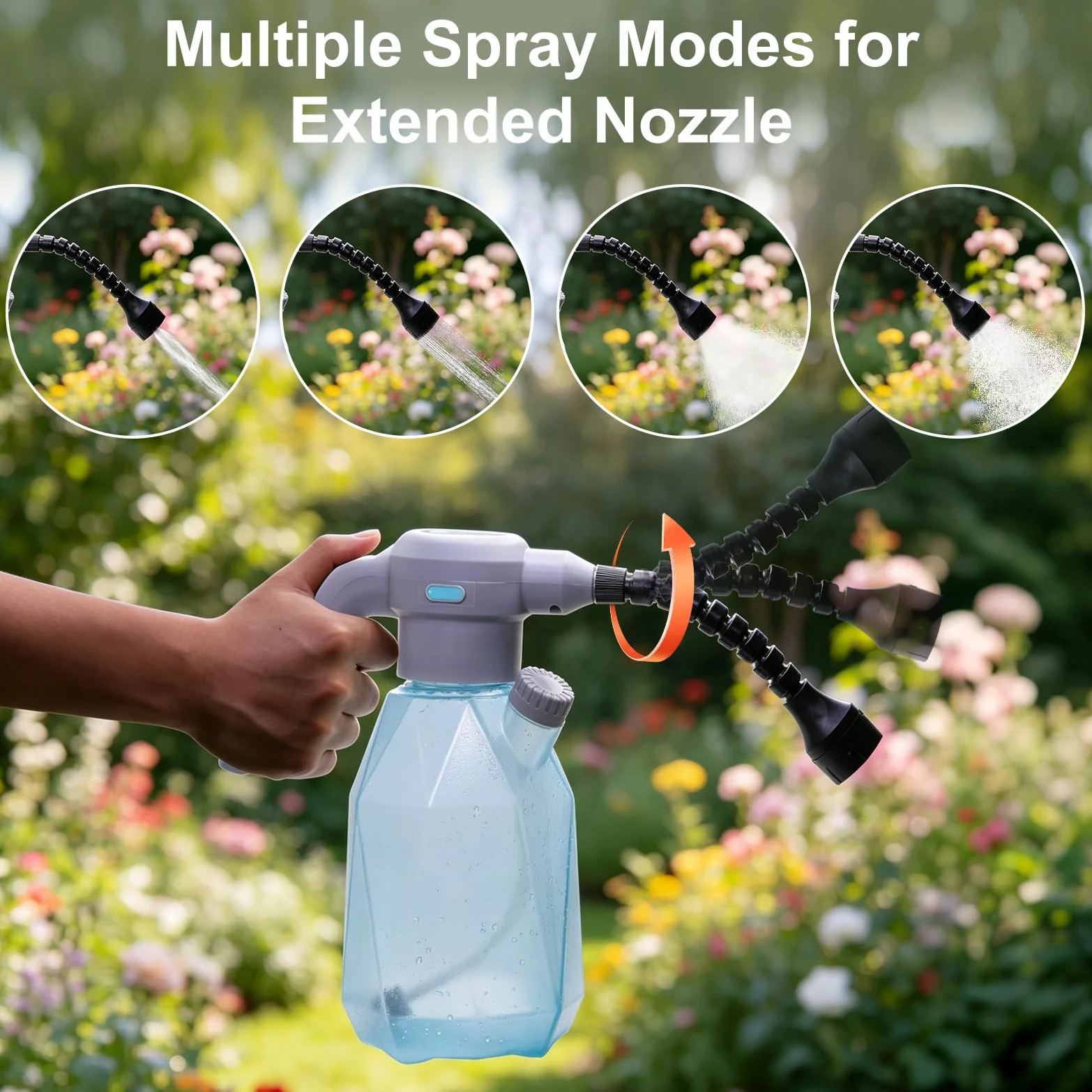 OBEST Pulvérisateur Rechargeable 2L, 3 Niveaux & 4 Modes Pulvérisation | Pulvérisateur Électrique portable à Pression pour Jardinage, Adapté aux Jardins,Cours,Pelouses et Nettoyage Véhicules