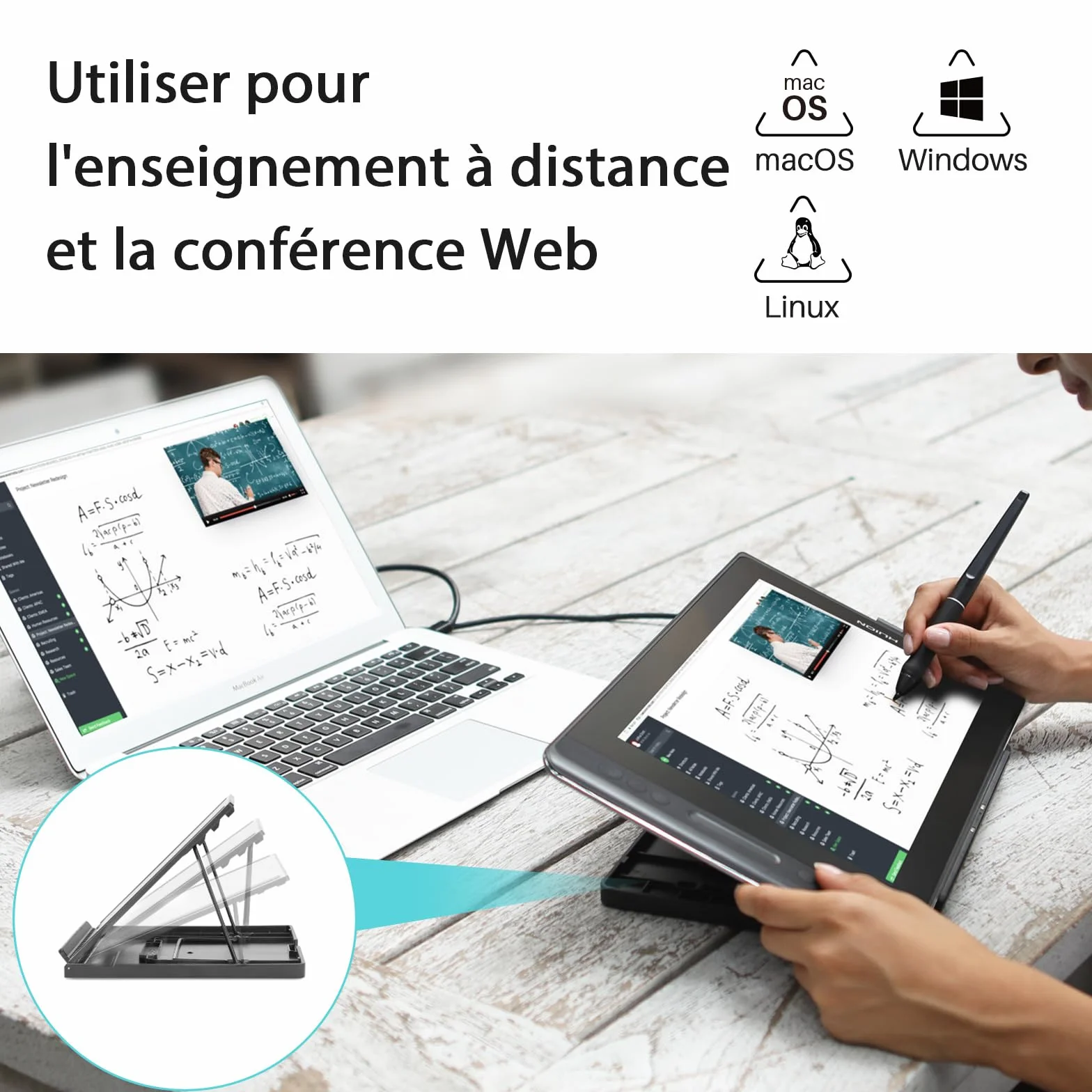 HUION KAMVAS Pro 13 Tablette Graphique Écran HD 13.3 Pouces Moniteur Dessin Compatible Chromebook Windows Mac