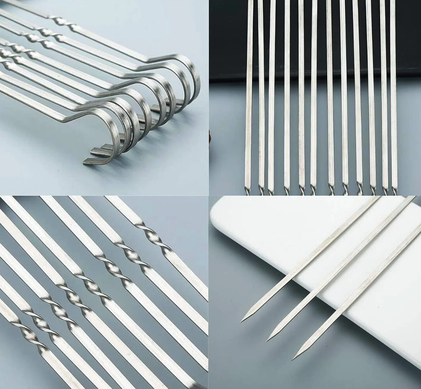 BetterJonny 40cm Brochettes de Barbecue en Acier Inoxydable, Lot de 24 Pièces avec Organisateur