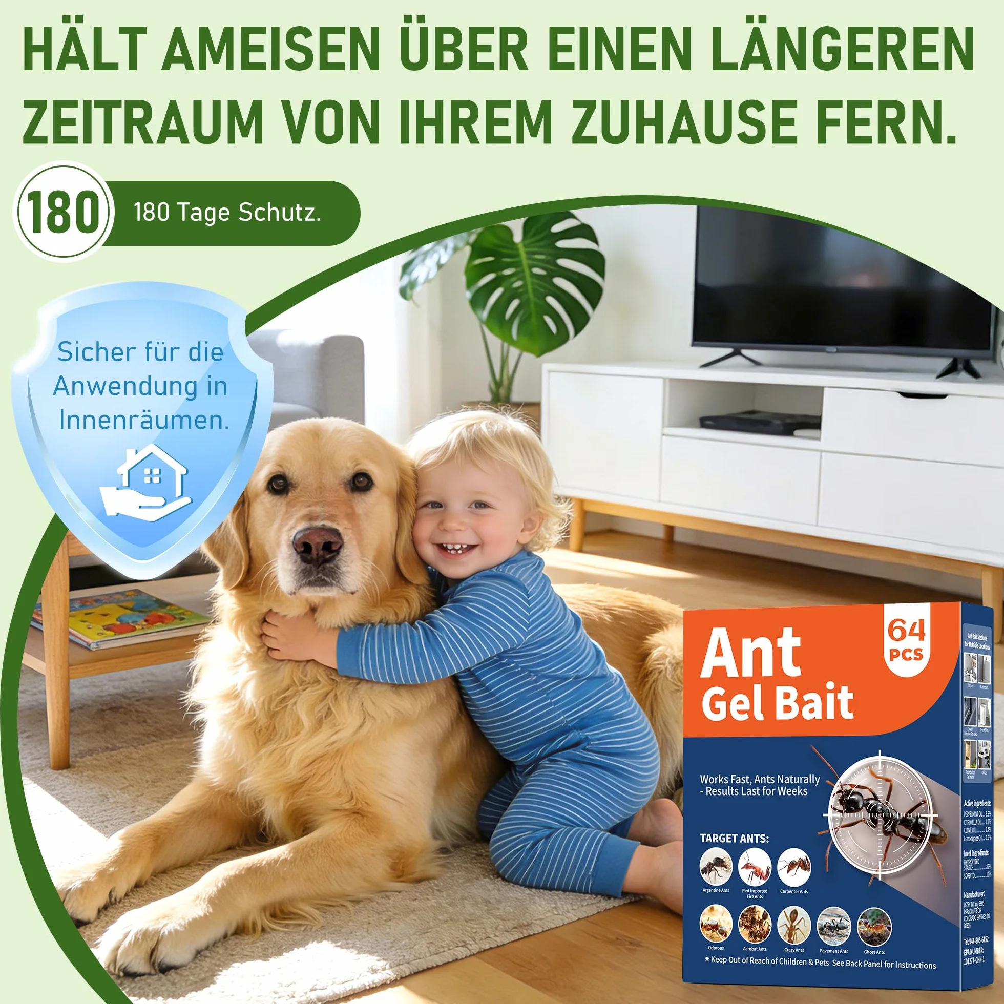 Pièges à fourmis Lot de 64 pour Intérieur Extérieur Jardin Terrasse Animaux Enfants