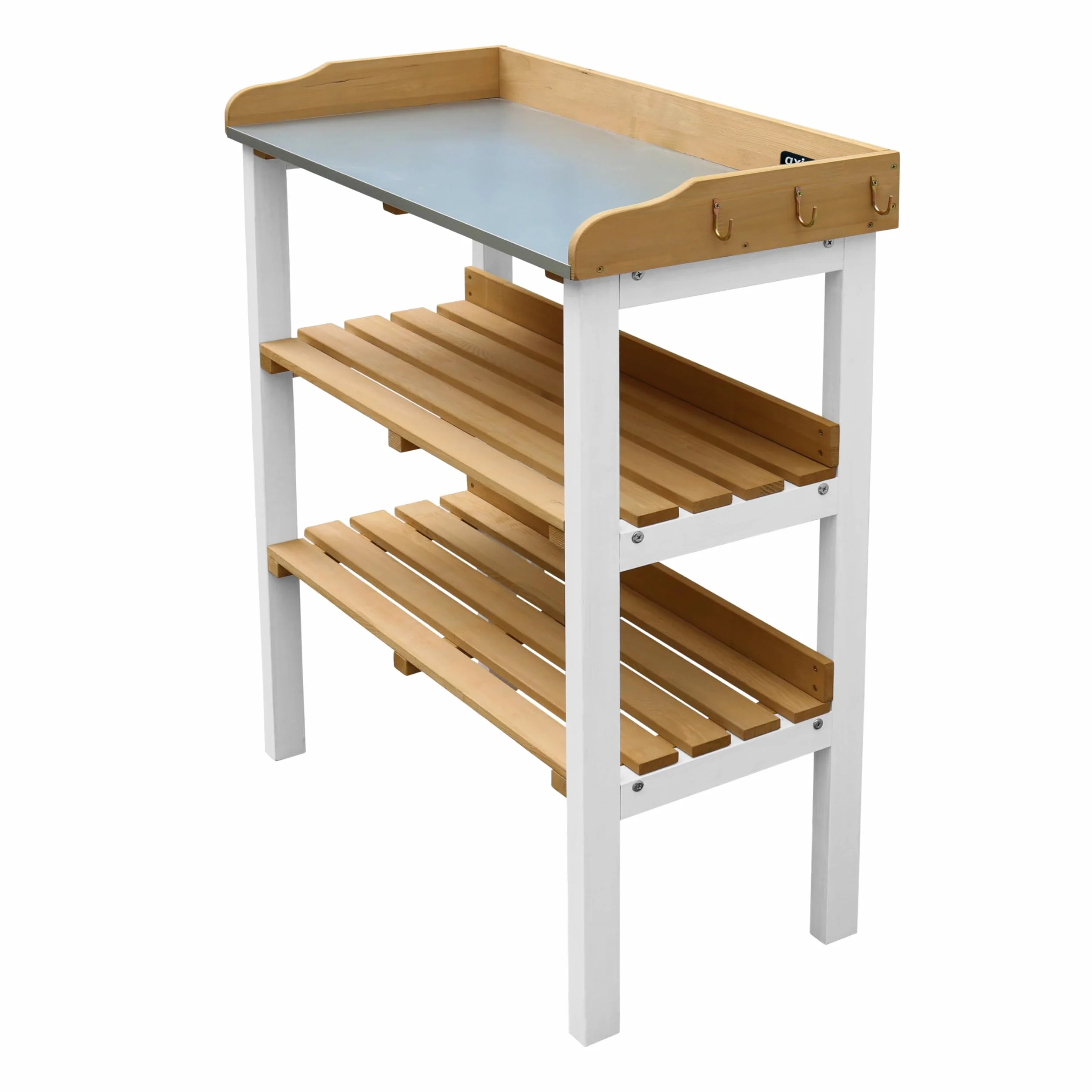 AXI Table de Rempotage avec Étagère de Rangement en Bois Marron & Blanc pour Extérieur