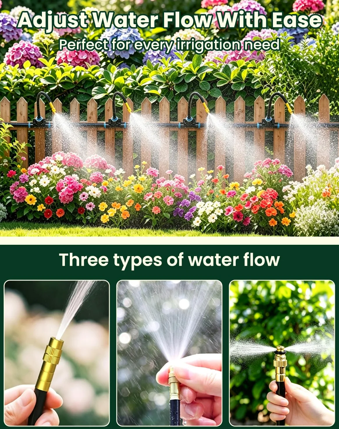 Système d'irrigation de jardin 20 m, tuyau d'arrosage automatique à 360 ° avec 20 buses de pulvérisation réglables, système de refroidissement à brouillard extérieur pour jardin, serre, pelouse
