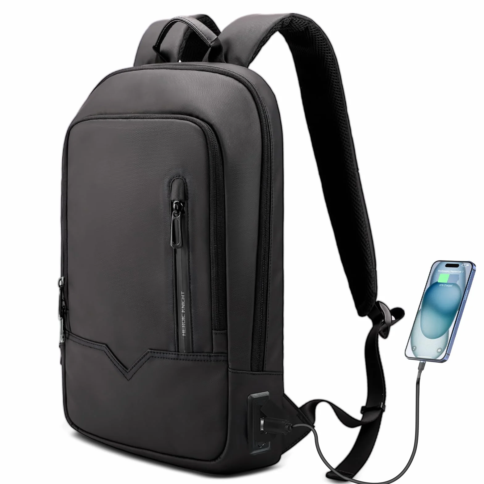 Sac à Dos Ordinateur Portable 15.6 Pouces Imperméable Léger Scolaire Travail Voyage 11L Noir