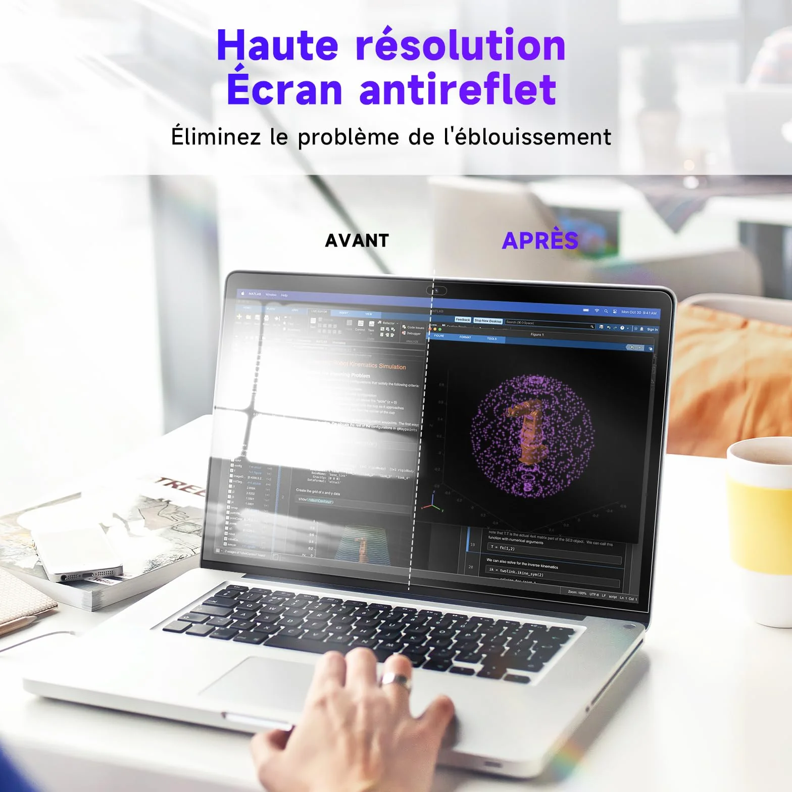 IPROKKO Lot de 2 Filtre d'écran Anti-Lumière Bleue pour MacBook Air 13 Pouces (2018-2021, M1) et MacBook Pro 13 Pouces (2016-2022, M1, M2), Film de Protection Anti-Reflets Mat pour Mac 13,3"
