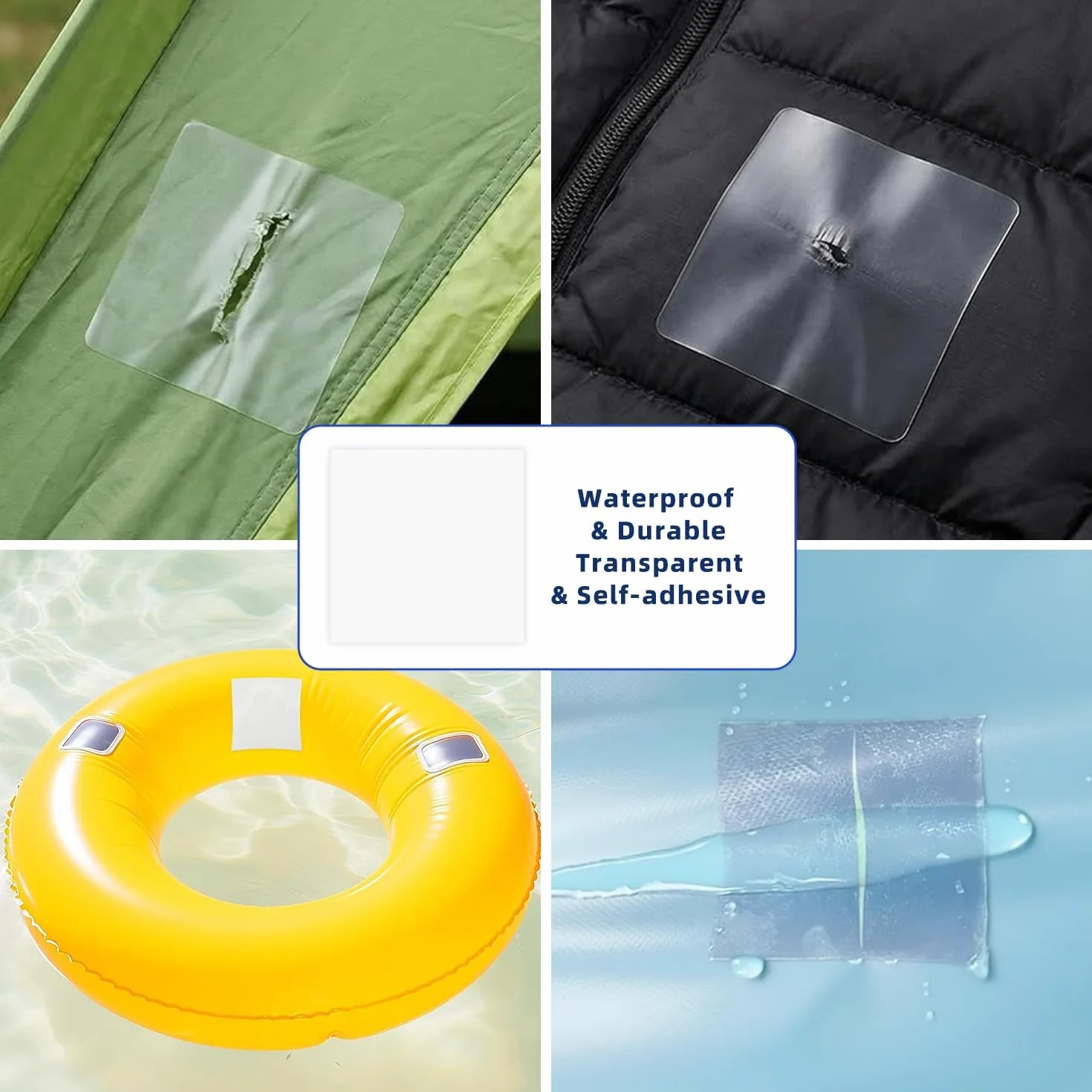 Kit de Réparation TPU Transparent Autoadhésif 20 Pièces pour Matelas Gonflable Kayak Tentes