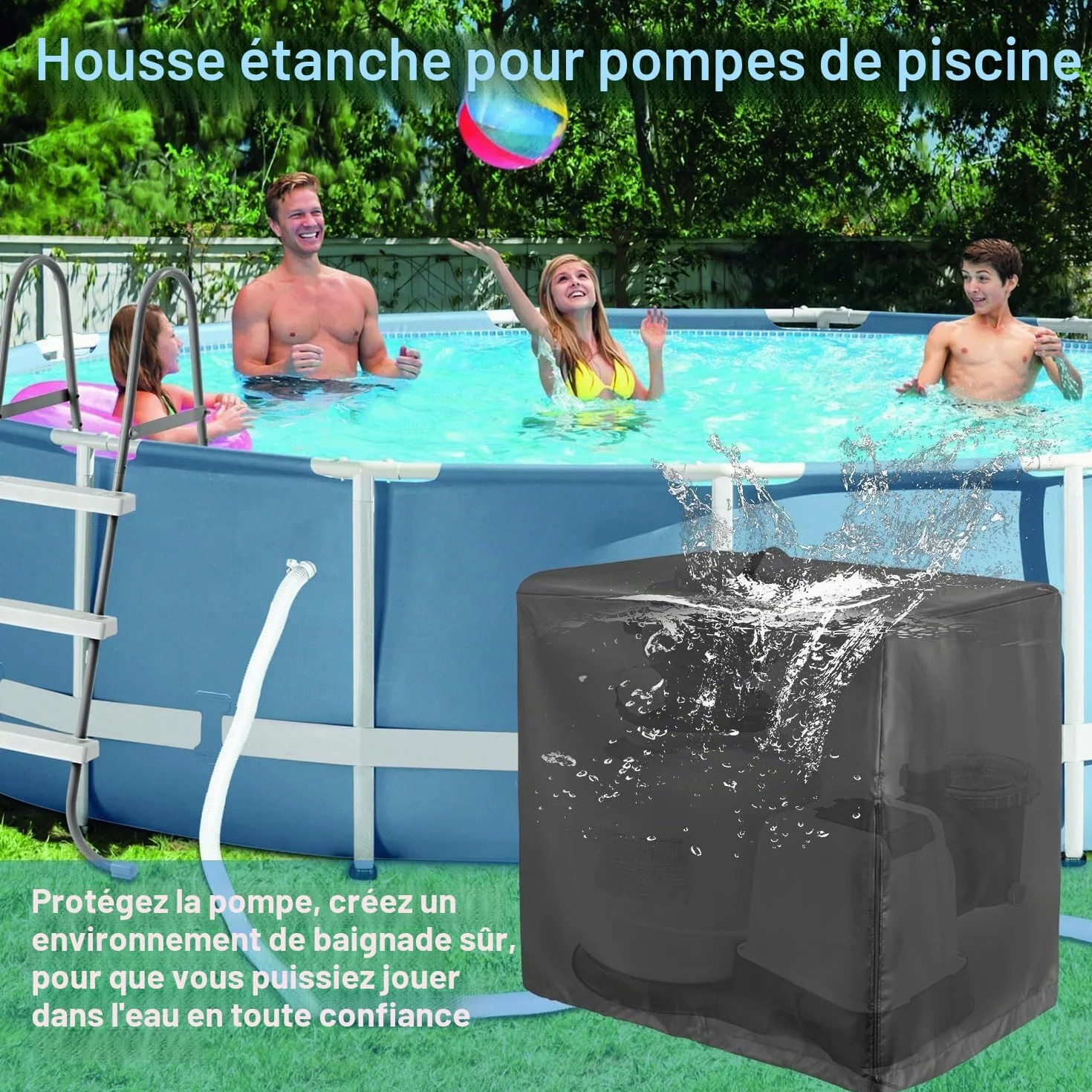 Abri Pompe Piscine Hors Sol 420D Tissu Oxford Étanche Caisson Phonique