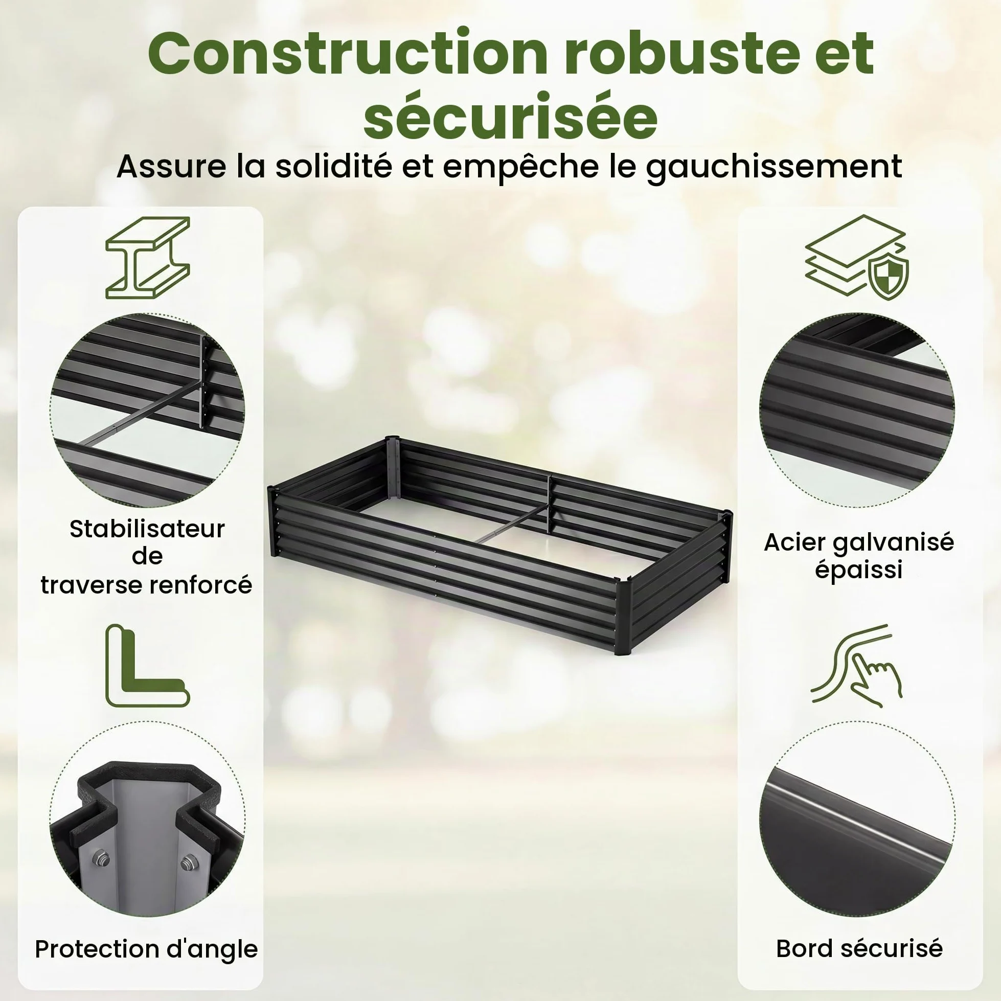 HOMASIS Serre 2 en 1 avec Plate-Bande Surélevée, Protection hivernale, Serre Froide en Métal et Film PVC avec 2 Fenêtres, pour Jardin et Balcon (198 x 100 x 145 CM,Argent)