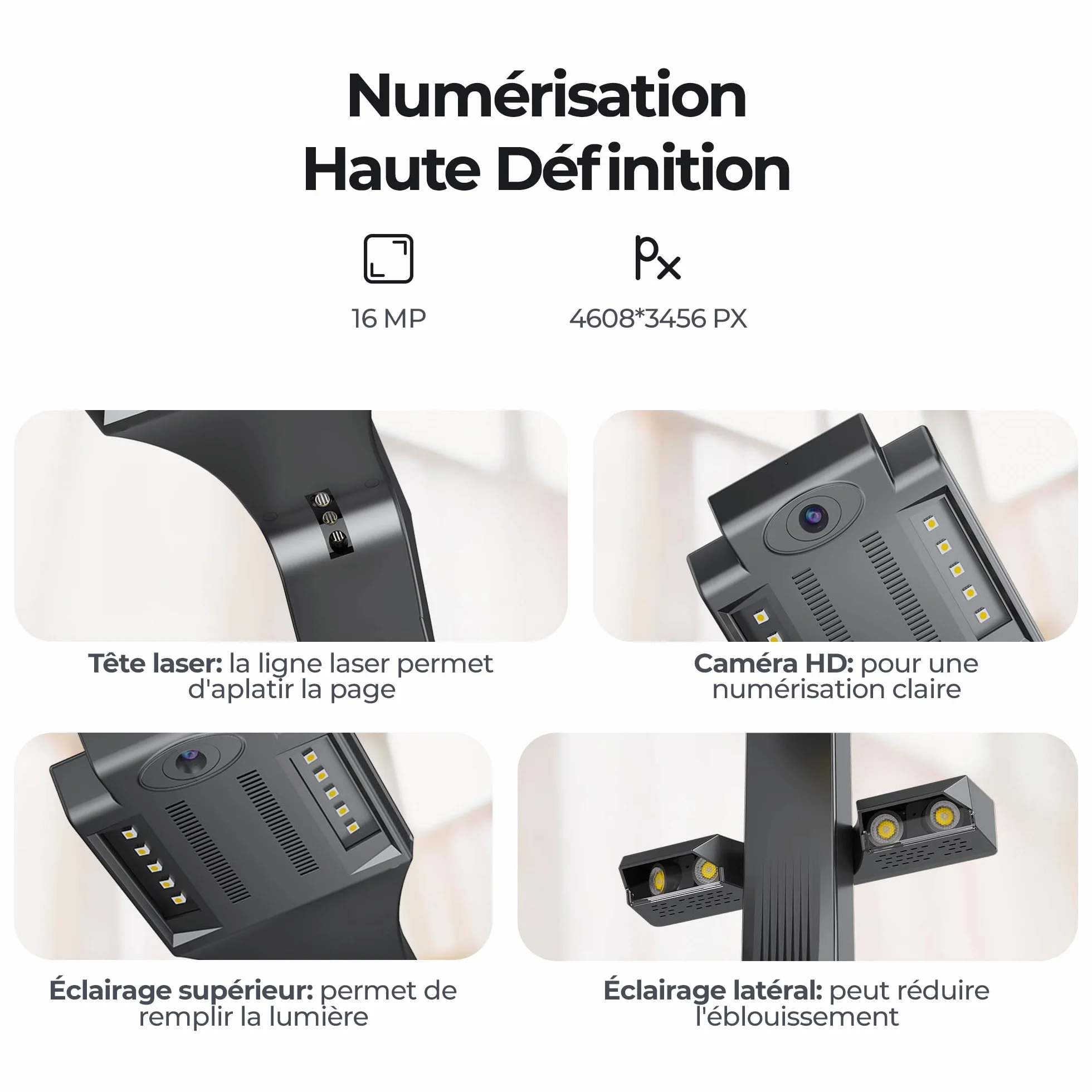CZUR ET16 Plus Scanner de Documents A3, 16 MP, OCR Multilingue, macOS & Windows, PDF Éditable
