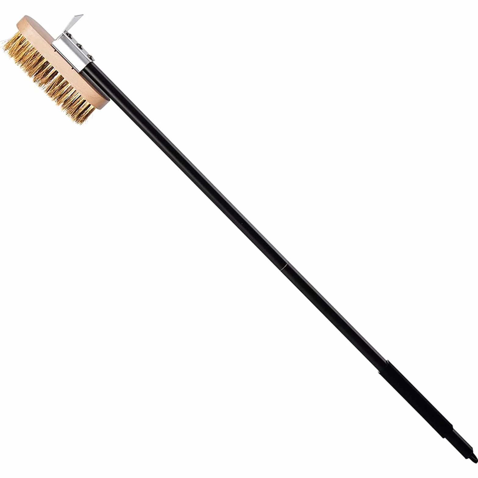 Brosse métallique pour four et pizza, longue avec grattoir en laiton, réglable