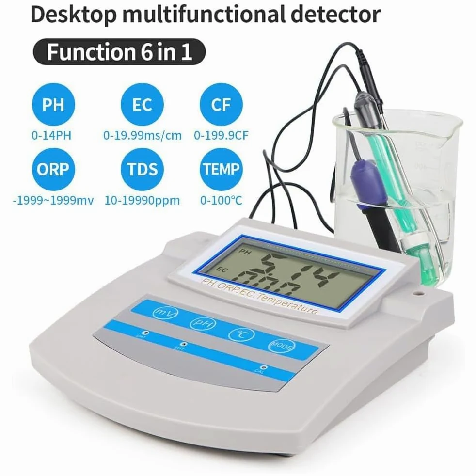 PH-mètre numérique pour laboratoire et aquarium, écran LCD, mesure 6 en 1 avec compensation de température et fonction TDS/EC/CF