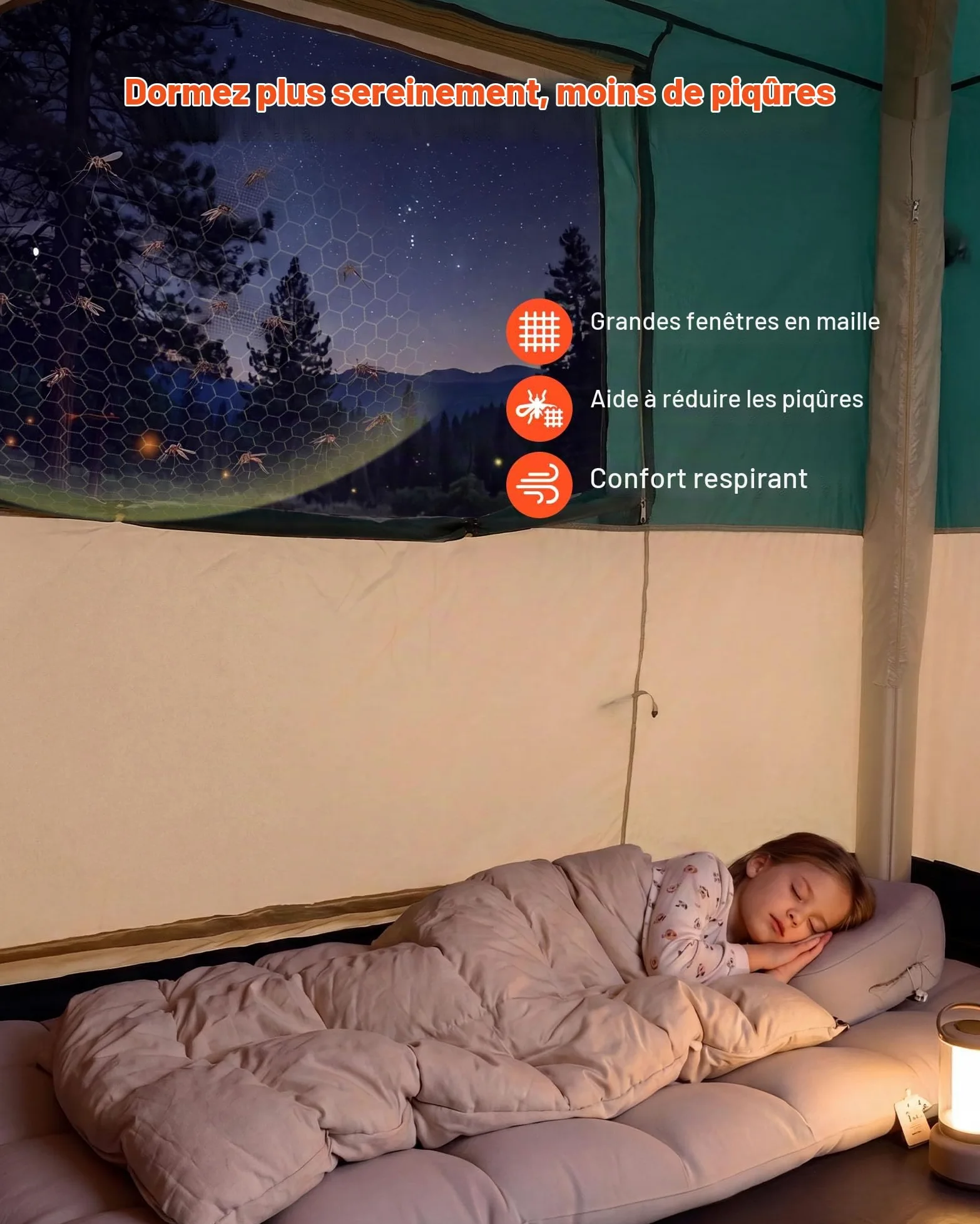 VEVOR Tente Gonflable 6 Personnes Pompe Rechargeable Tente de Camping Vert, pour Randonnée et Pique-niques en Famille, avec Tubes d'air en TPU, 4 Grandes Fenêtres en Maille, Sac de Transport Portable