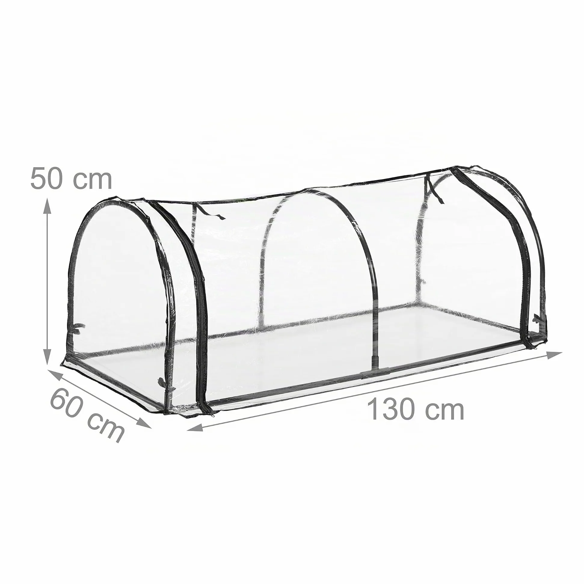 Relaxdays Serre de Jardin, Tunnel plantations, H x L x P : 50 x 130 x 60 cm, Tunnel avec Porte, PVC, Transparent/Noir