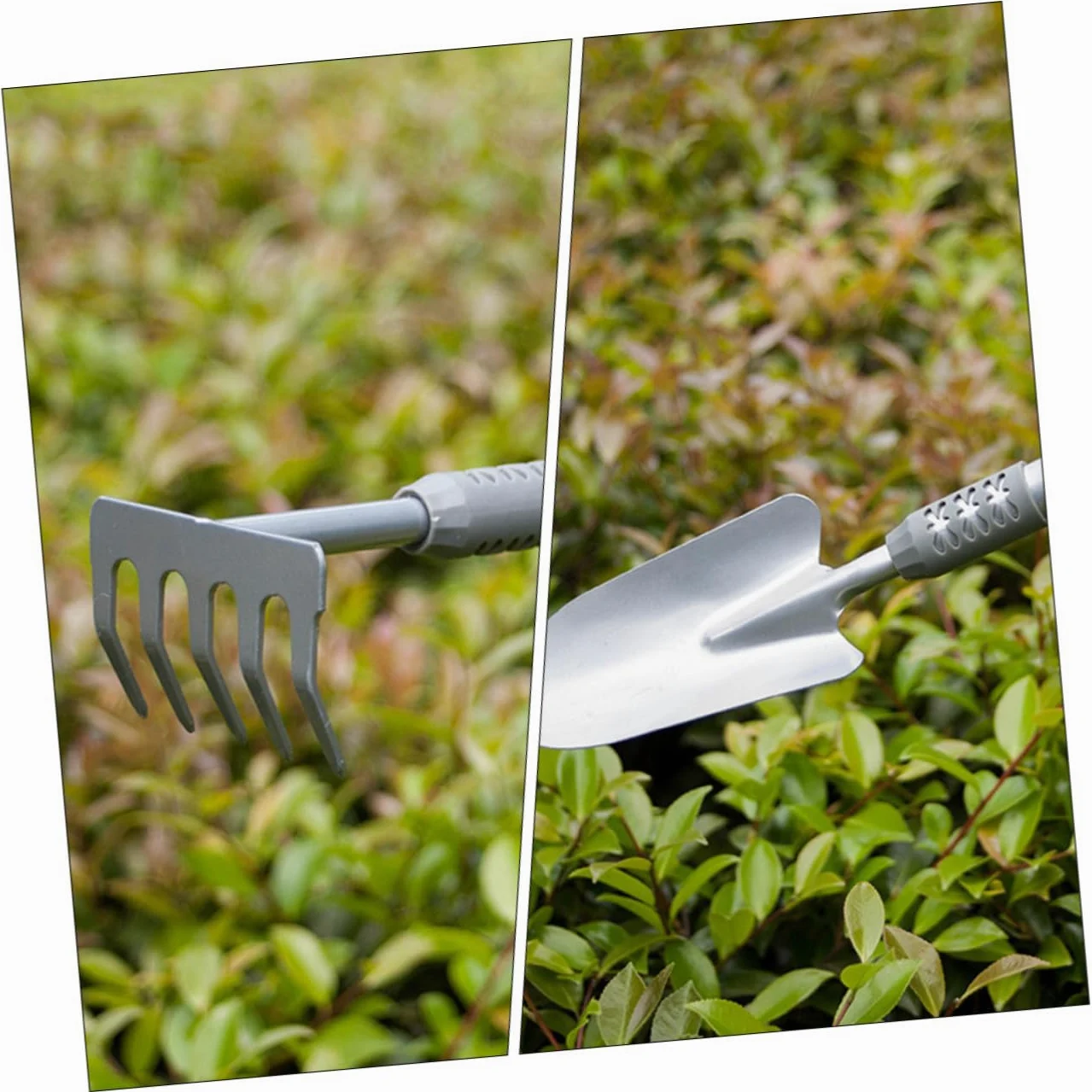 TOYANDONA Kit Outils Jardinage Maison 3 Pièces, Pelle de Jardin en Acier et PVC, pour Planter, Bêcher et Transplanter, Prise Confortable, Argenté