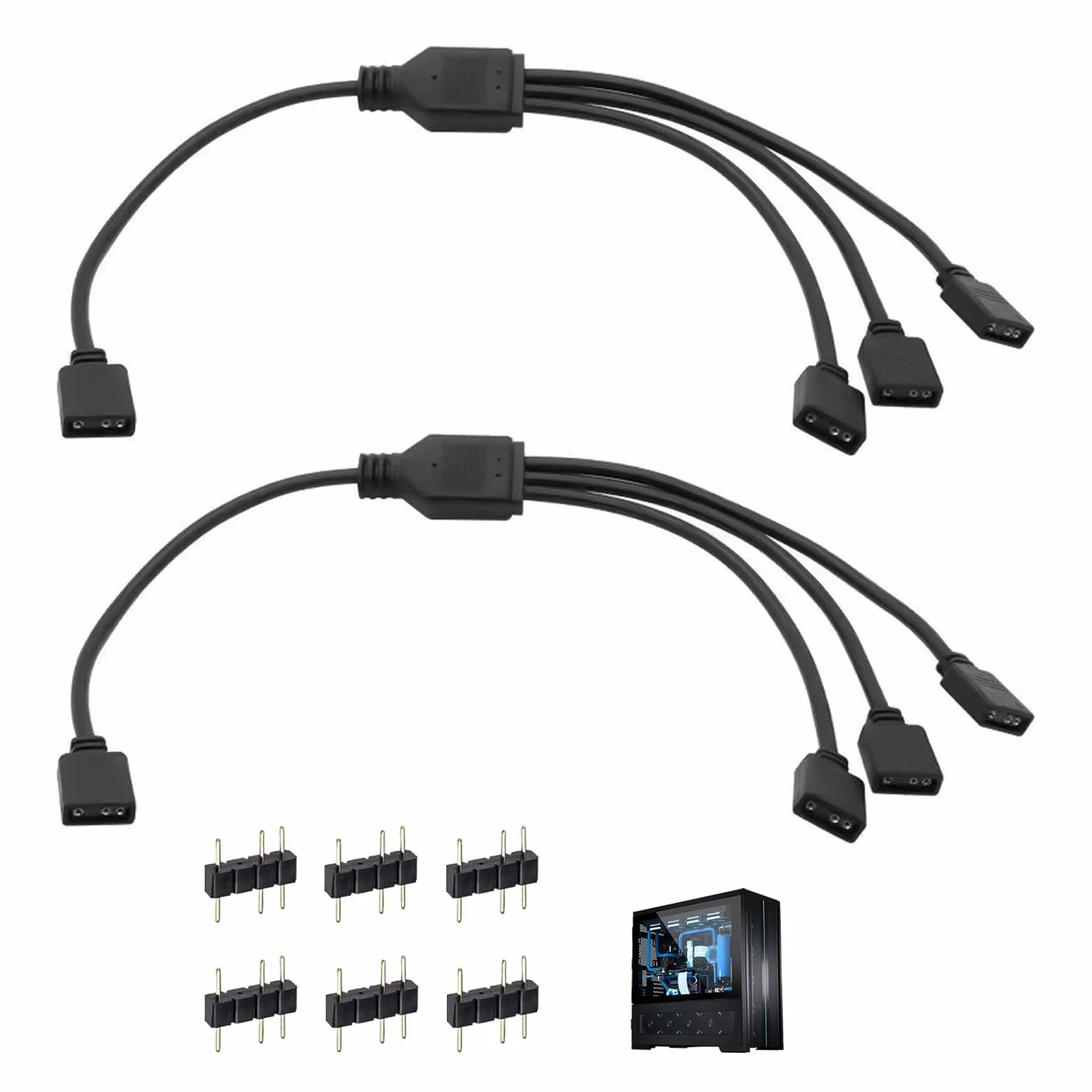 Câble Répartiteur PC ARGB 1 vers 3, Extension LED 5V 3 Broches, Compatible ASUS Aura MSI Mystic Gigabyte RGB Fusion