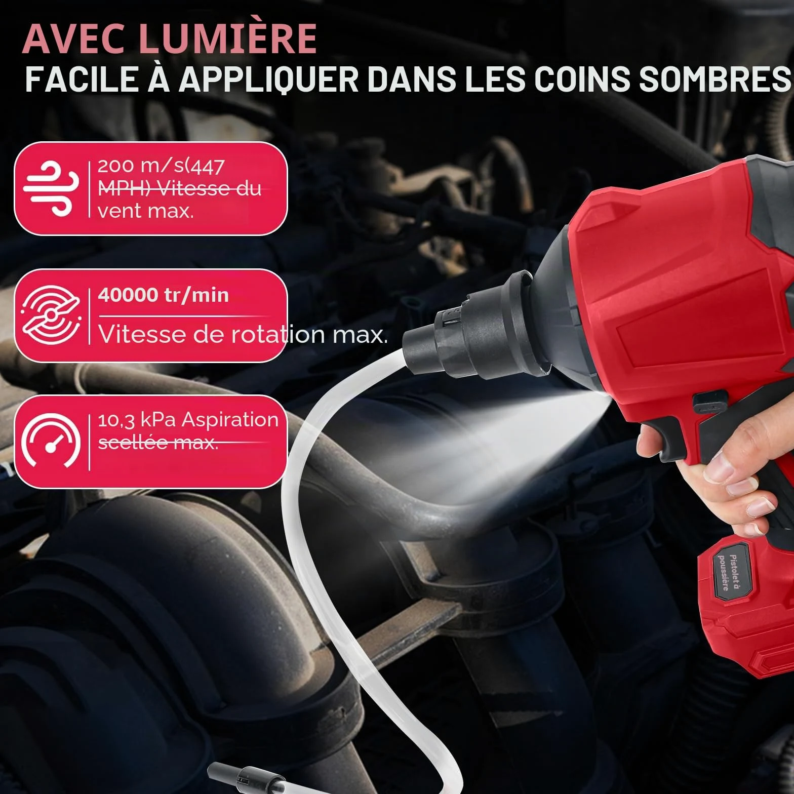 Souffleur sans fil pour batterie Milwaukee M18 18 V, 40 000 tr/min, 447 MPH, moteur en continu, pour atelier, maison et voiture (sans batterie)
