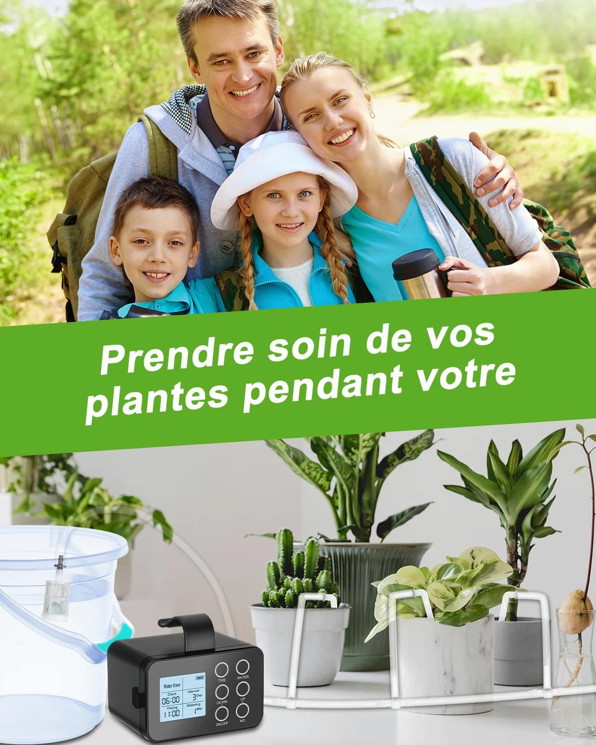 Système D'Arrosage Automatique,[15 Pots & Facile À Utiliser]Tipkook 2600mAh | Arrosage Automatique Interieur,Écran LED,Type-C,Économie D'Eau 70%,Minuterie Programmable pour Intérieur,Jardin,Balcon