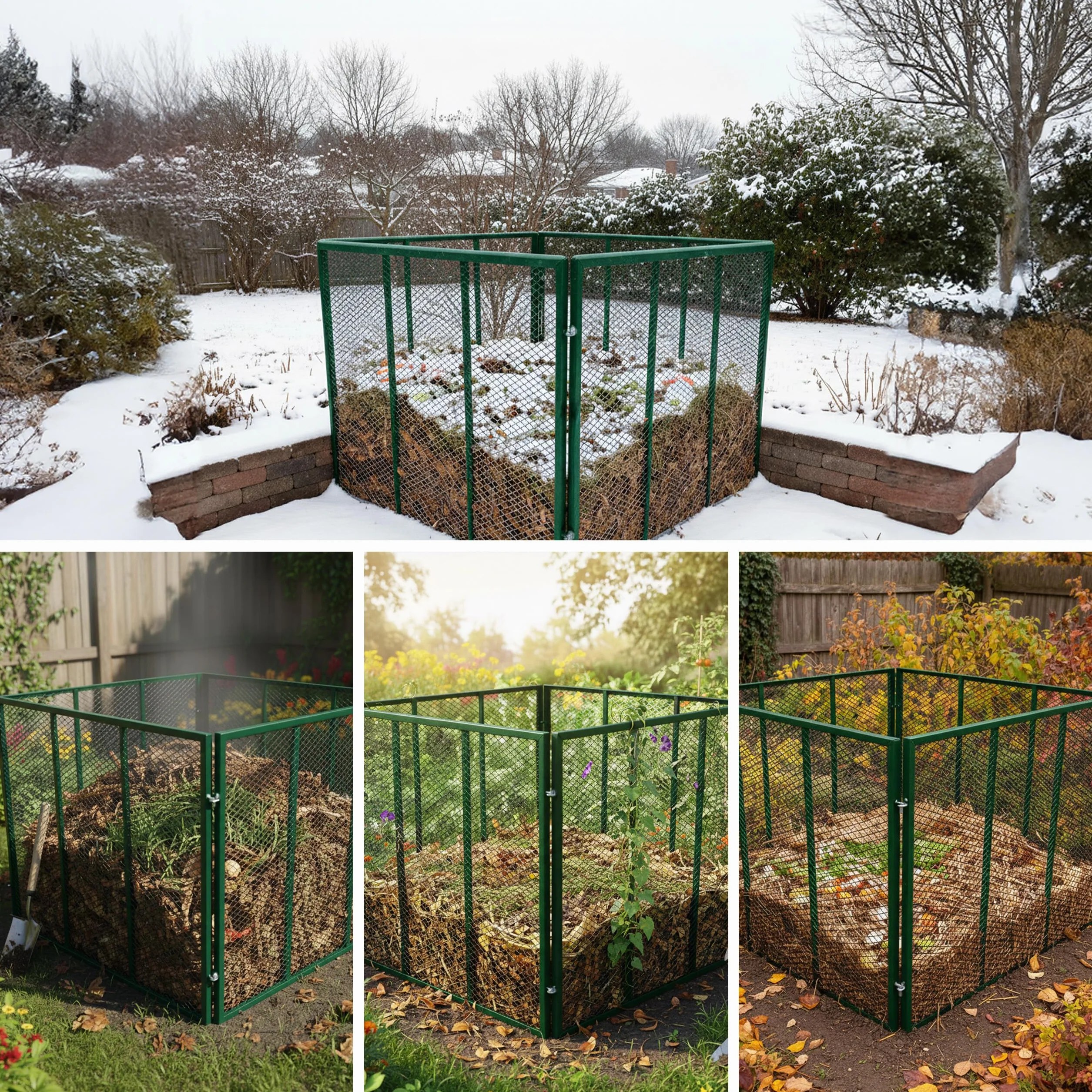 Relaxdays composteur en métal Vert, 800 L, Treillis Acier, 80 x 100 x 100 cm, composteur de Jardin Bio