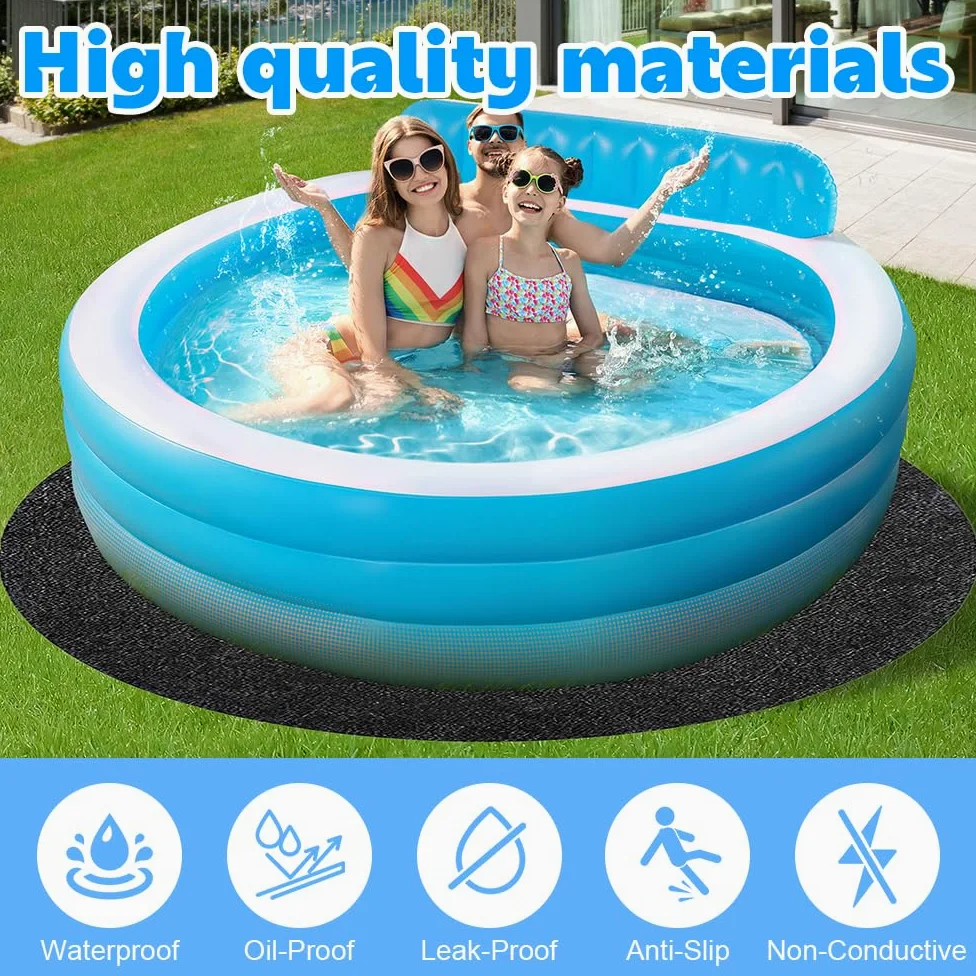 Tapis De Sol De Piscine, 305 cm Tapis de Sol Piscine Ronde, Rond Tapis Piscine Hors Sol, Pliable Tapis de Sol pour Piscine Ronde,Tapis Piscine AntidéRapant et Ultra Absorbante, für Frame Pools