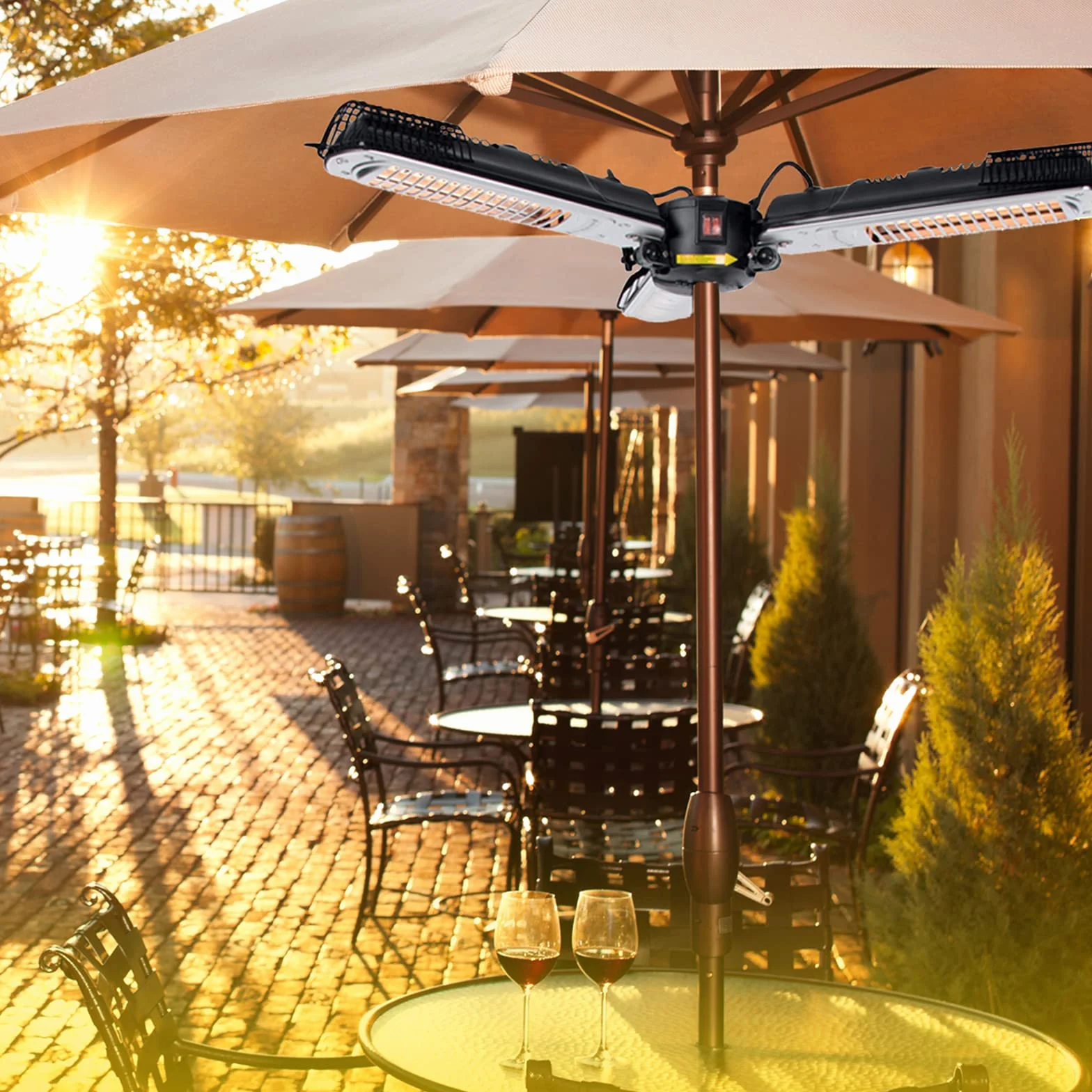 Mi-Heat Chauffage de parasol 2000 W Infrarouge pour terrasse 16 m² 3 niveaux de puissance