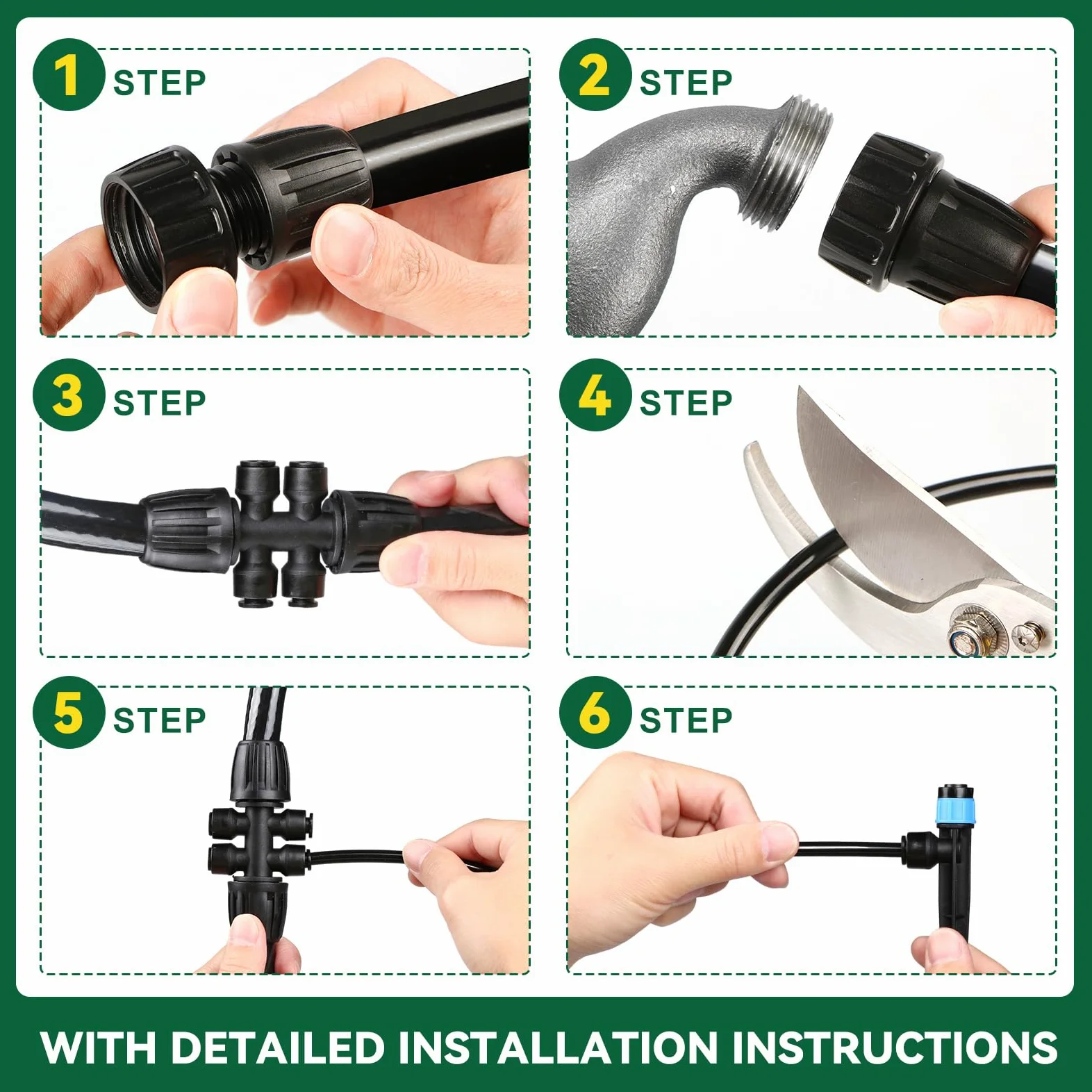 Kit de système d'irrigation goutte à goutte pour jardin (tube principal de 10 m + tube de 6,35 m)