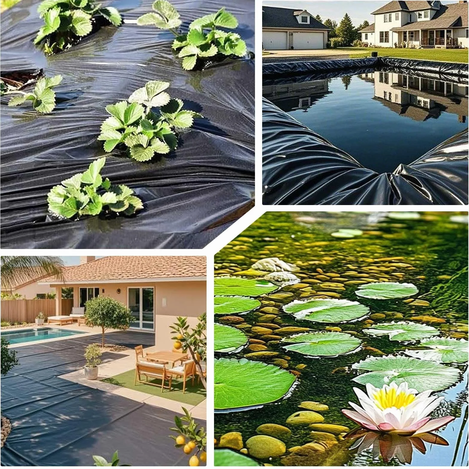 Bâche de bassin en caoutchouc flexible et durable pour culture de jardin, lac artificiel, isolation de jardinage, 4 x 12 m