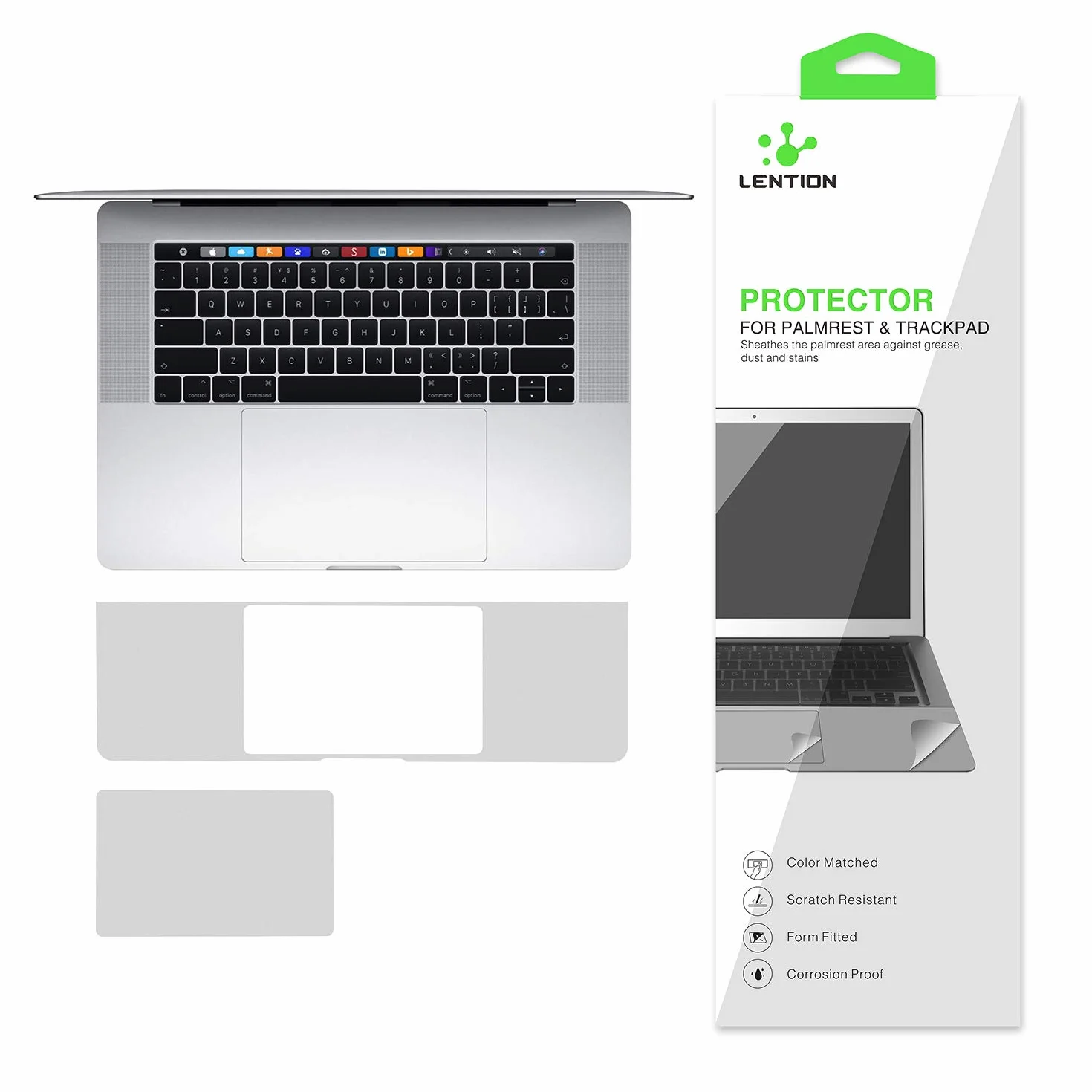 LENTION Repose-Poignets Coque Peau avec Trackpad Protecteur pour MacBook Pro 15 pouces 2016-2019 Thunderbolt 3 Argent