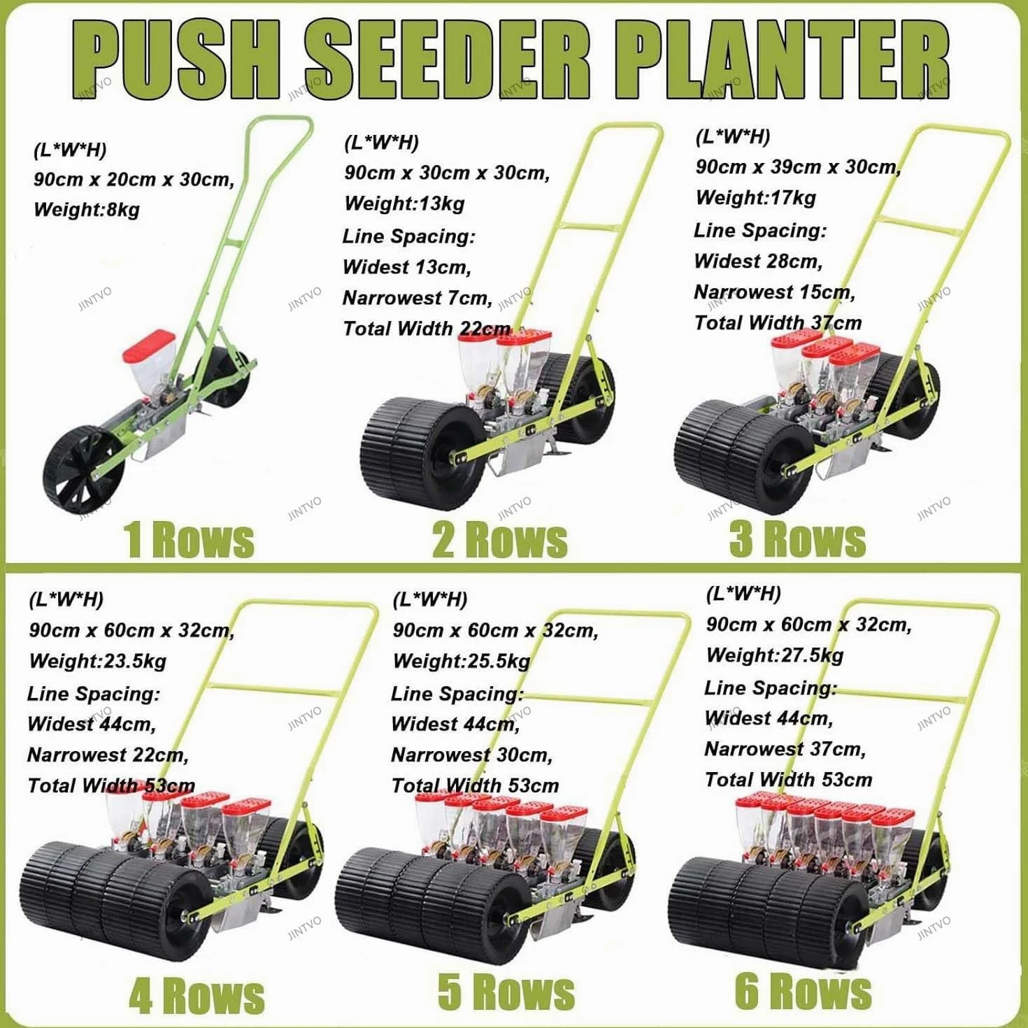 Semoir Jardin Précis, Nouvelle Semeuse Manuelle Portable À Pousser, 1 À 6 Rangs pour Persil, Chou, Radis Et Plus - Semoir Et Épandeur Jardin Performant(6 Rows)