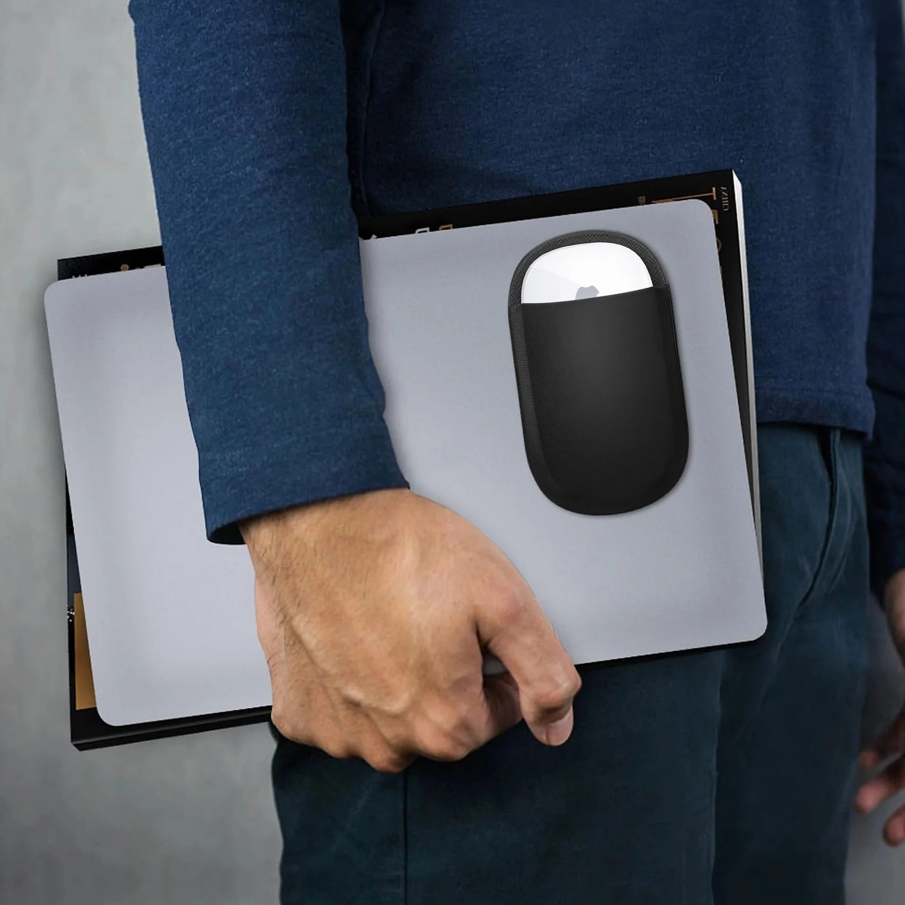 Lacdo Étui à Souris Autocollant Universel pour Magic Mouse 1 2, Noir