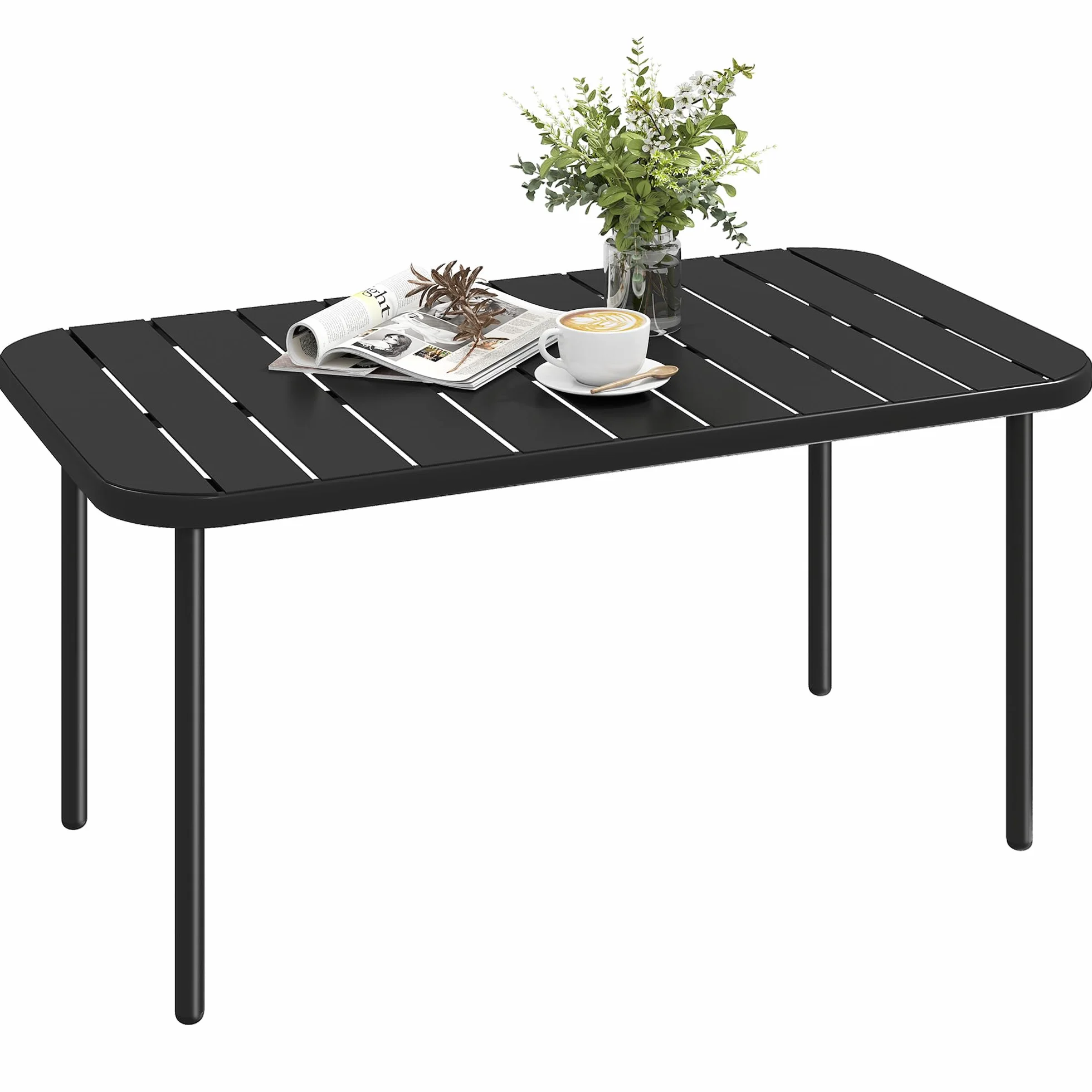 Outsunny Table Basse de Jardin en Acier Galvanisé 90x50x43cm Noir