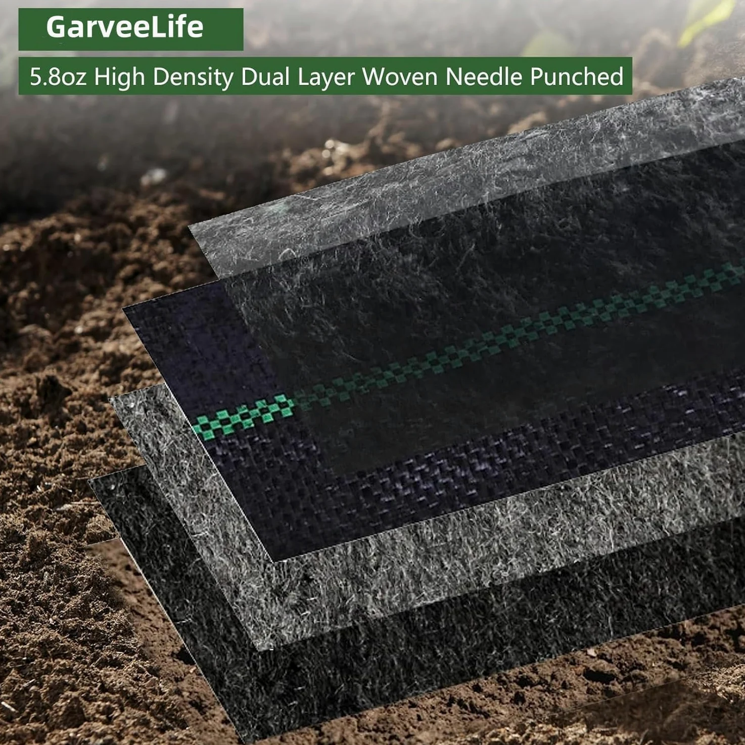 Garvee Toile Anti-Mauvaises Herbes en Feutre aiguilleté Efficace – Tissu géotextile pour contrôle des Mauvaises Herbes au Jardin – Perméable, Robuste, Facile à Poser – Taille 1,22m x 30,5m, 164,4g –
