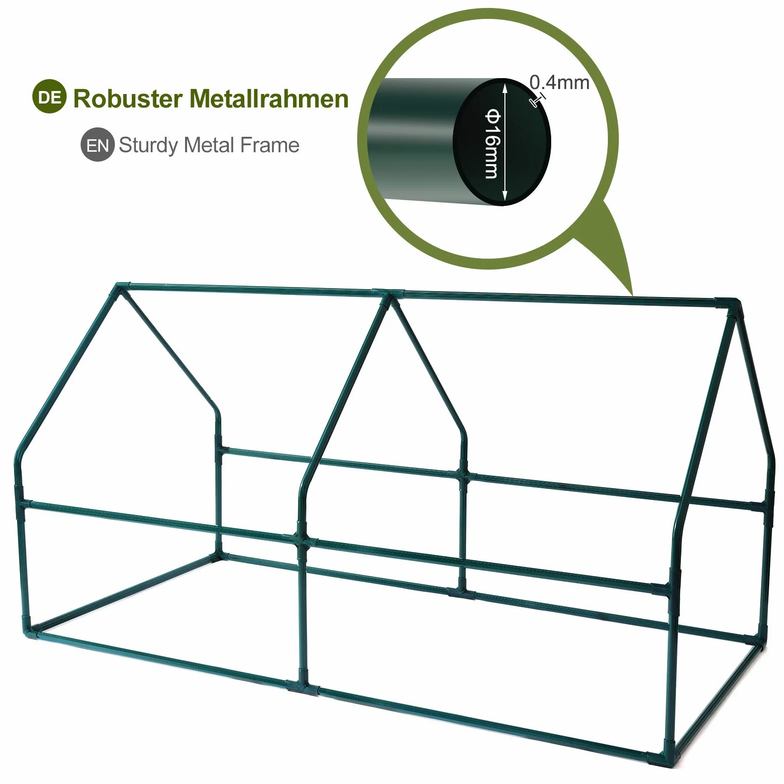 Yorbay Serre de Jardin Tunnel Mini Serre à Tomates Plastique PE Tente abri Petite Serre de Terrasse Balcon, Solide, Verte 180 x 90 x 90 cm