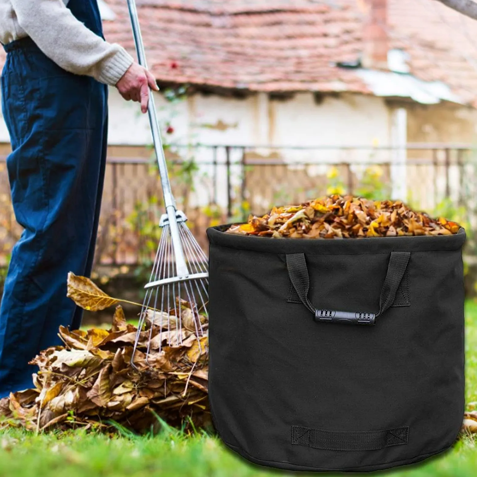 Poubelle de jardin en tissu Oxford 600d imperméable de tissu d'Oxford Can Sac de rangement for la fleur de plante sac à ordures avec 4 poignées réutilisables jardin de jardinage de jardin de jardin