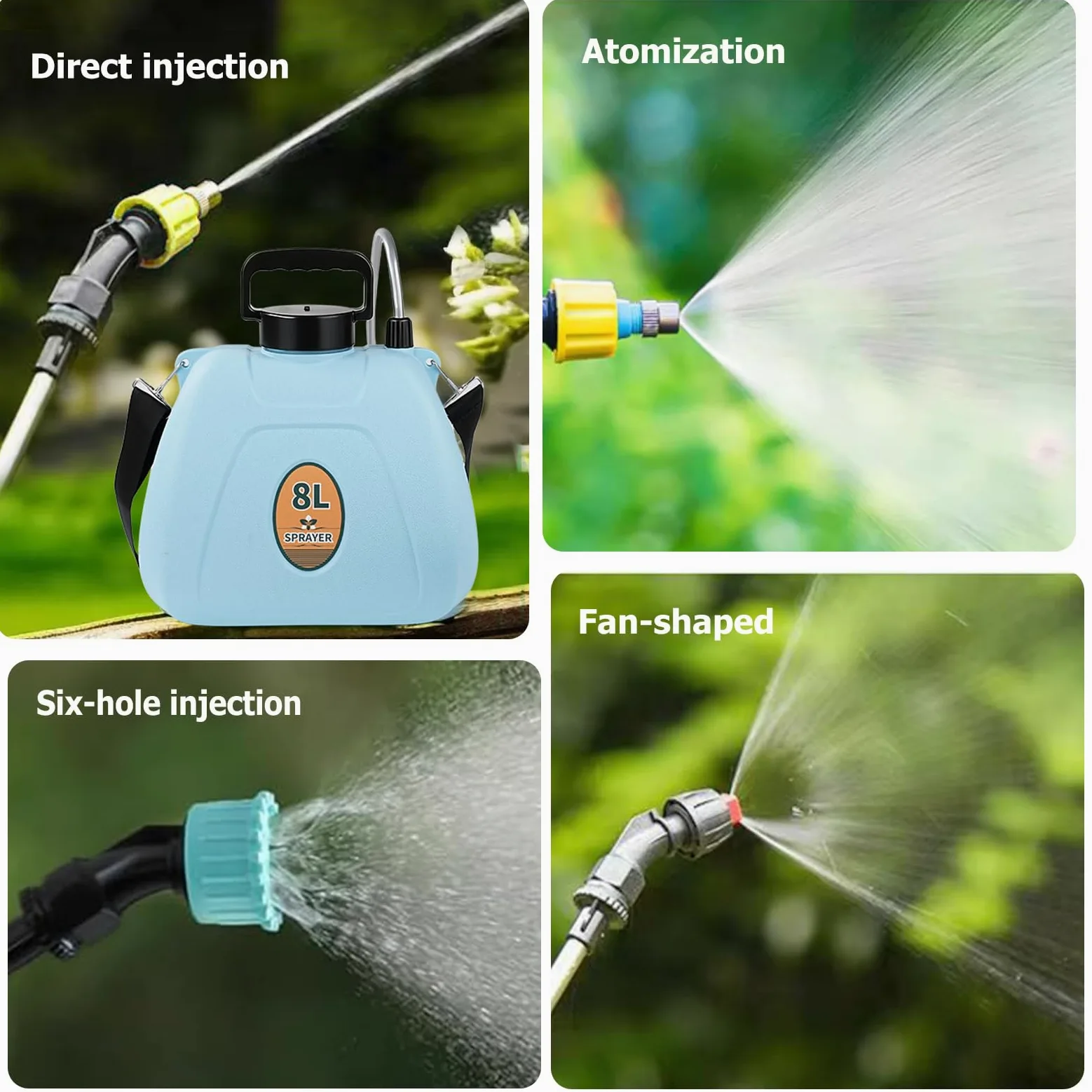 Pulvérisateur de Jardin Électrique de 8 litres, Pulvérisateur à Pression sans Fil, Capacité de Désinfection et d'arrosage pour Désherbage, Jardin et Lavage de Voiture(1500 mAh)