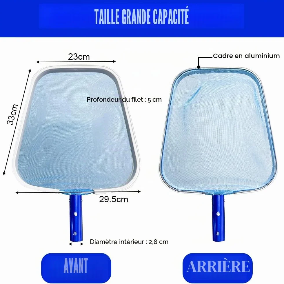 Épuisette Piscine à Mailles Fines, Accessoires Piscine Nettoyage pour Algues, Spas, Fontaine