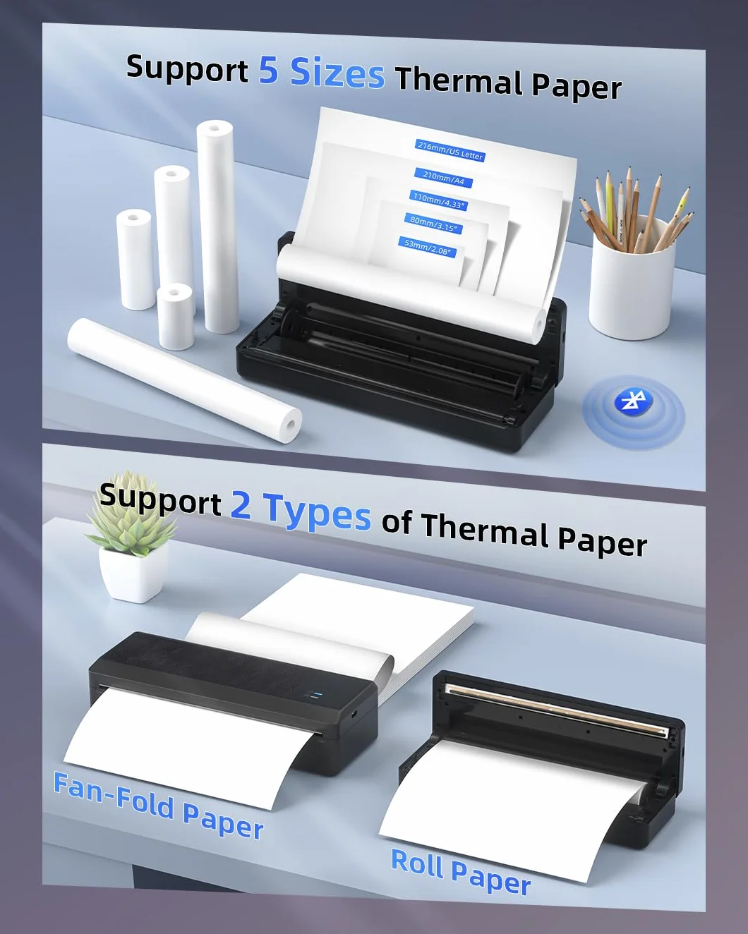 Imprimante Thermique A4 P83 Bluetooth Portable Compatible iOS Android